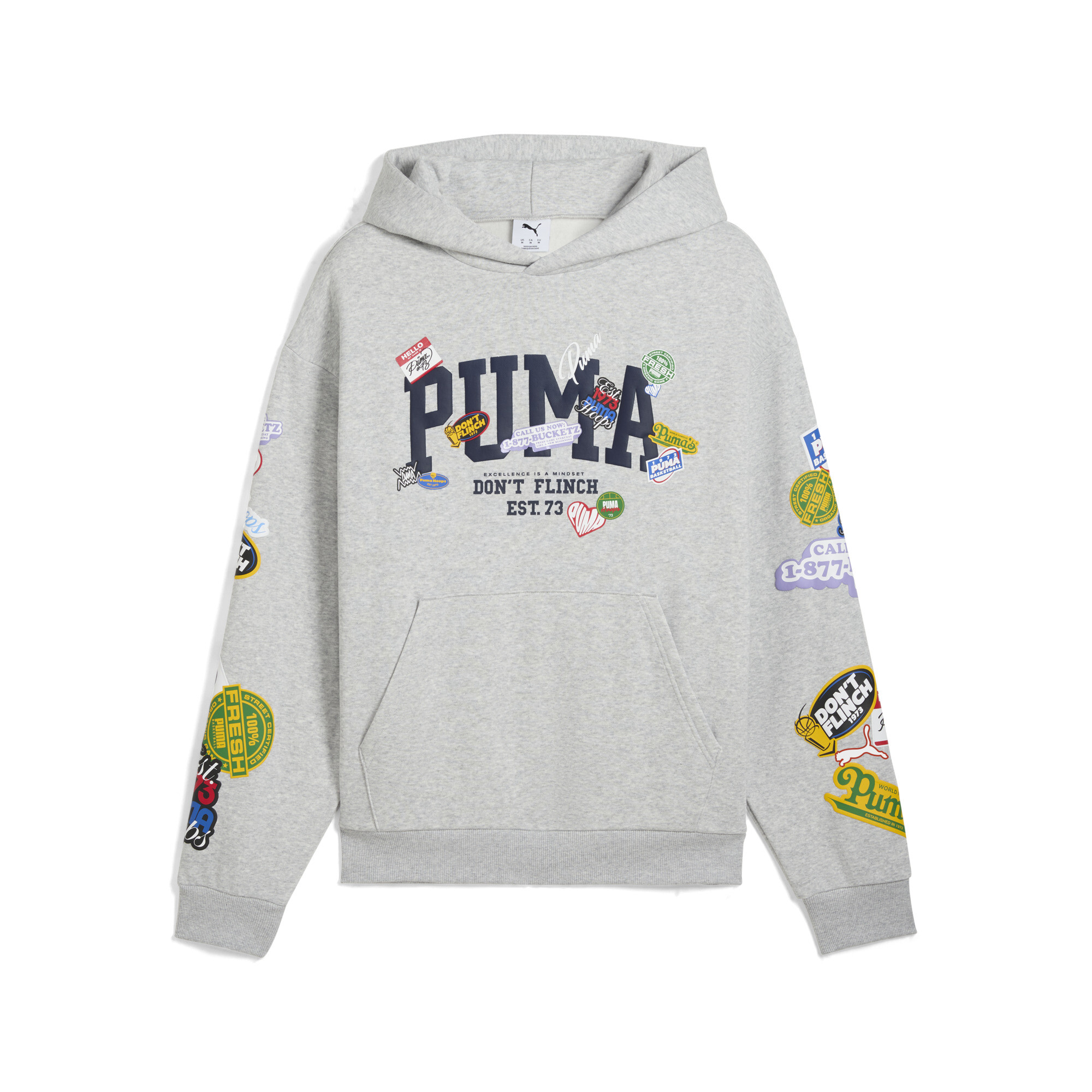 Puma HooperHotline Hoodie Herren | Mit Plain | Light Gray Heather | Größe: XS
