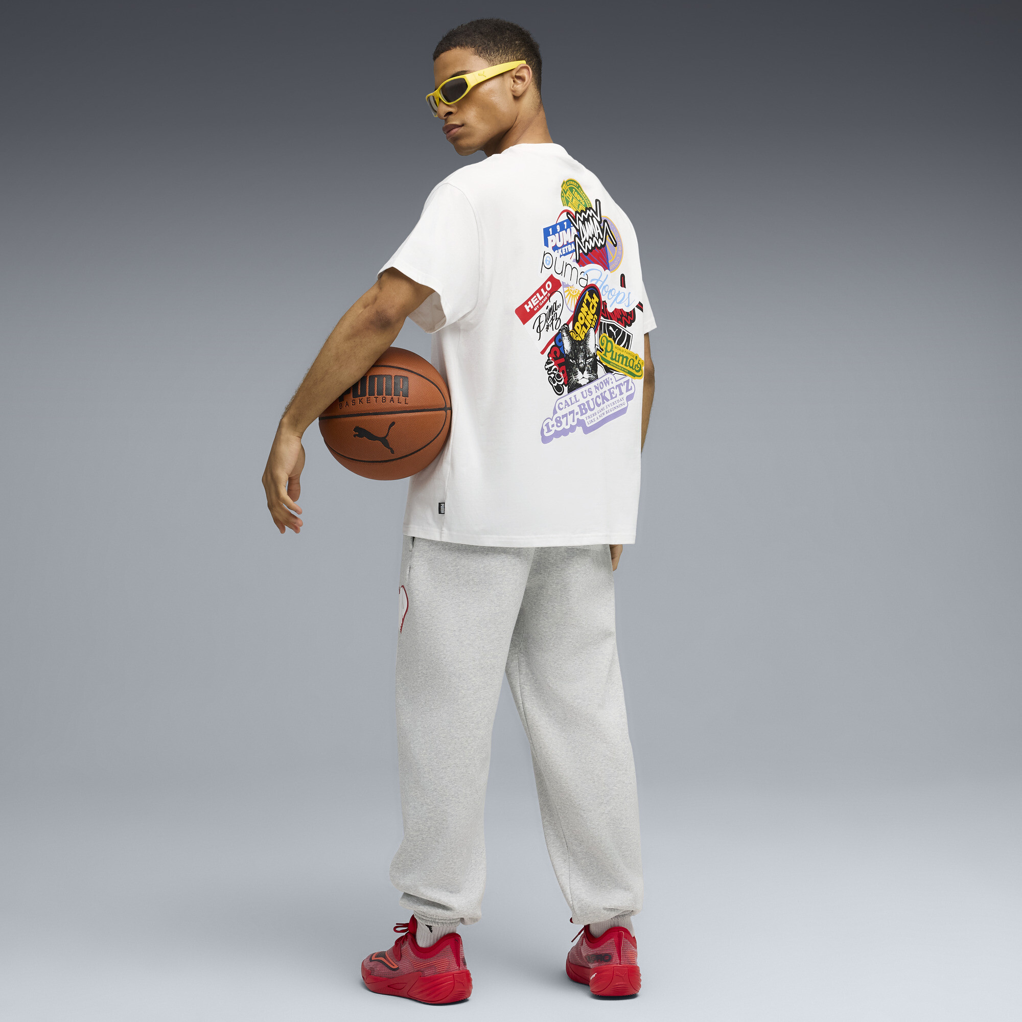 PUMA HooperHotline T-shirt I voor Heren, Wit, Maat XS thumbnail 4