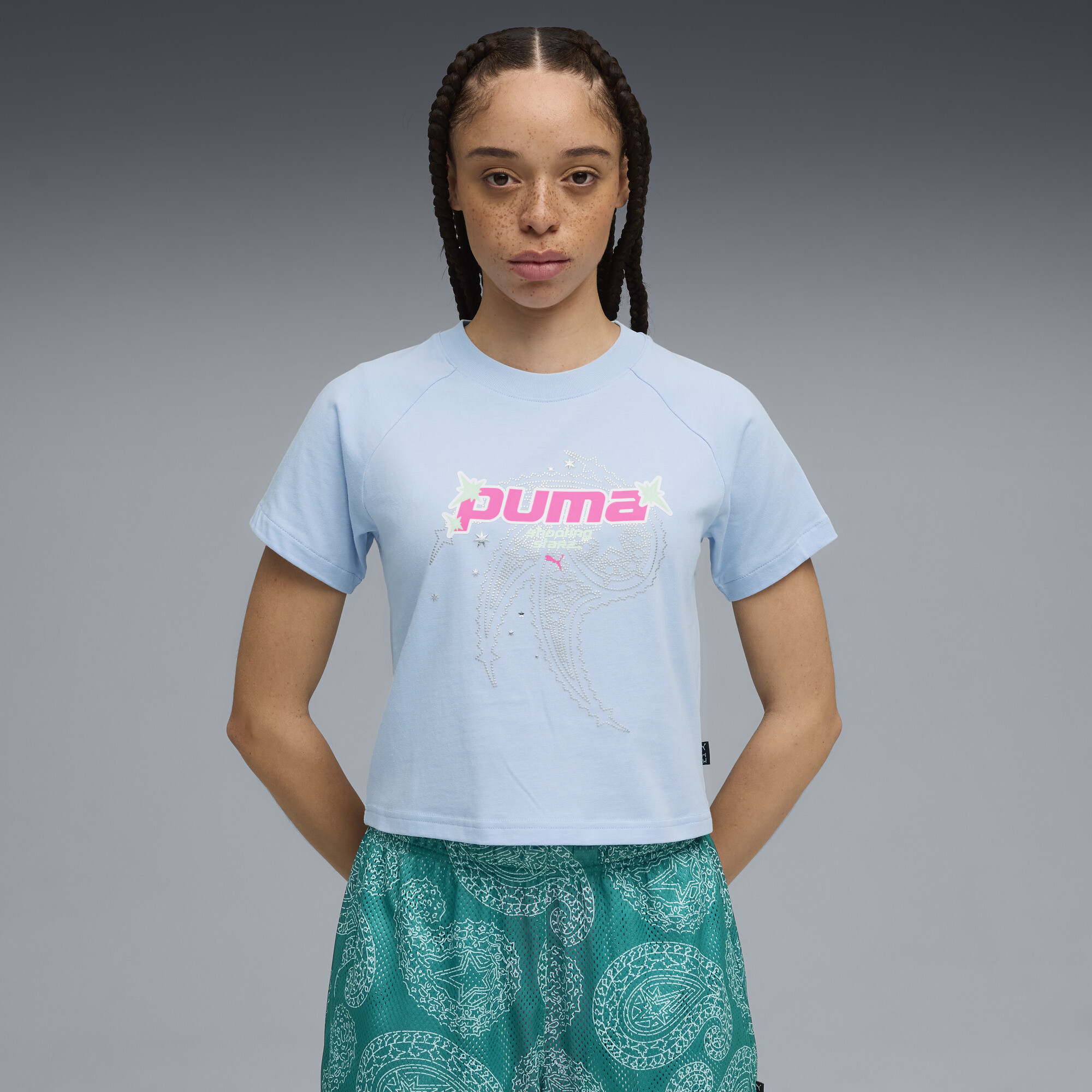 PUMA Shooting Stars Baby Tee voor Dames, Maat L