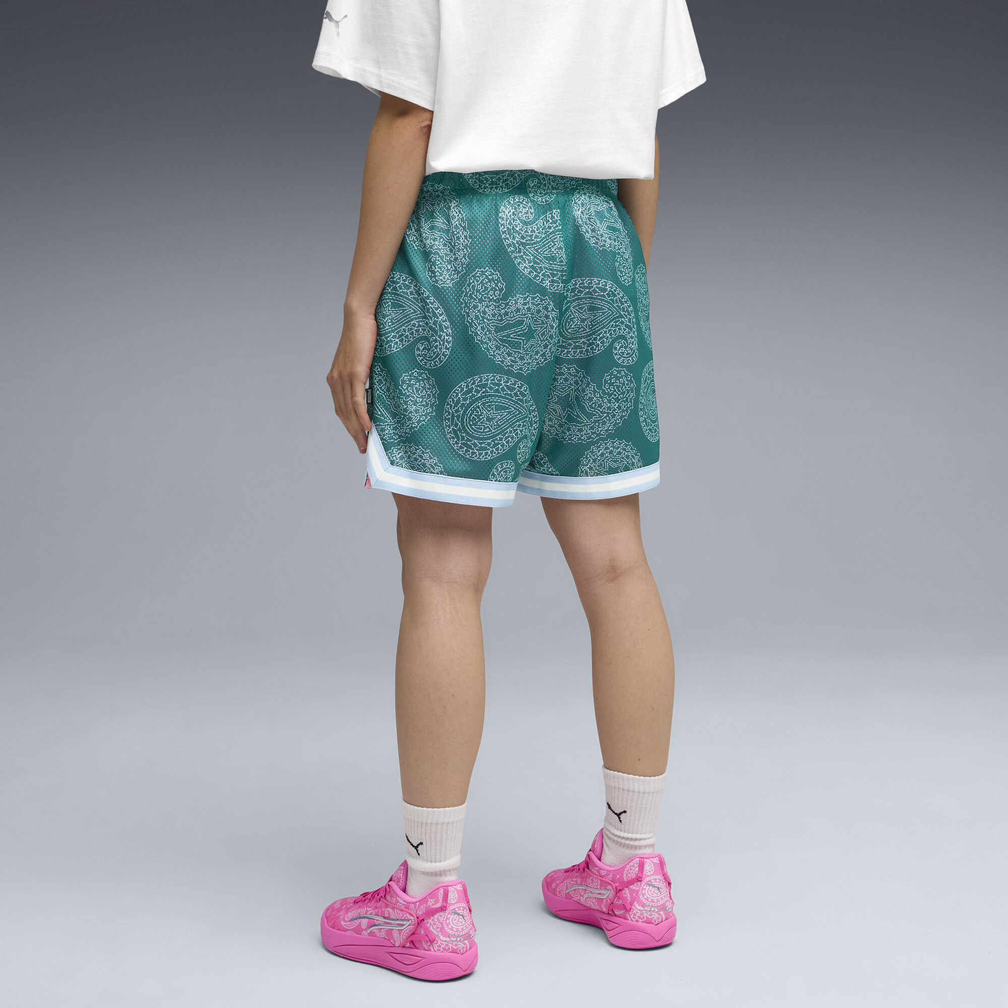 PUMA Shooting Stars omkeerbare short voor Dames, Roze/Groen, Maat XXL thumbnail 5