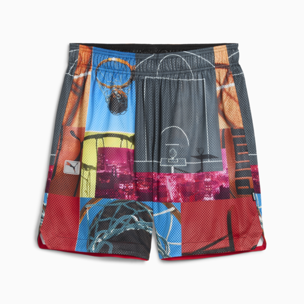 Shorts reversibles Hooptopia para hombre, PUMA Black-CMYK-AOP, large-MEX