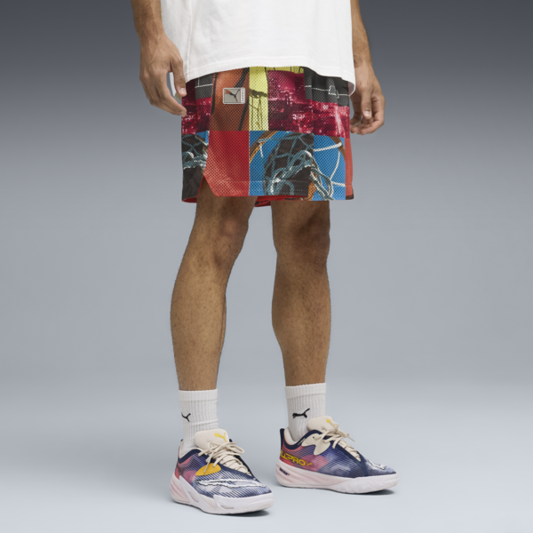 Shorts reversibles Hooptopia para hombre, PUMA Black-CMYK-AOP, large-MEX