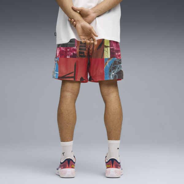 Shorts reversibles Hooptopia para hombre, PUMA Black-CMYK-AOP, large-MEX