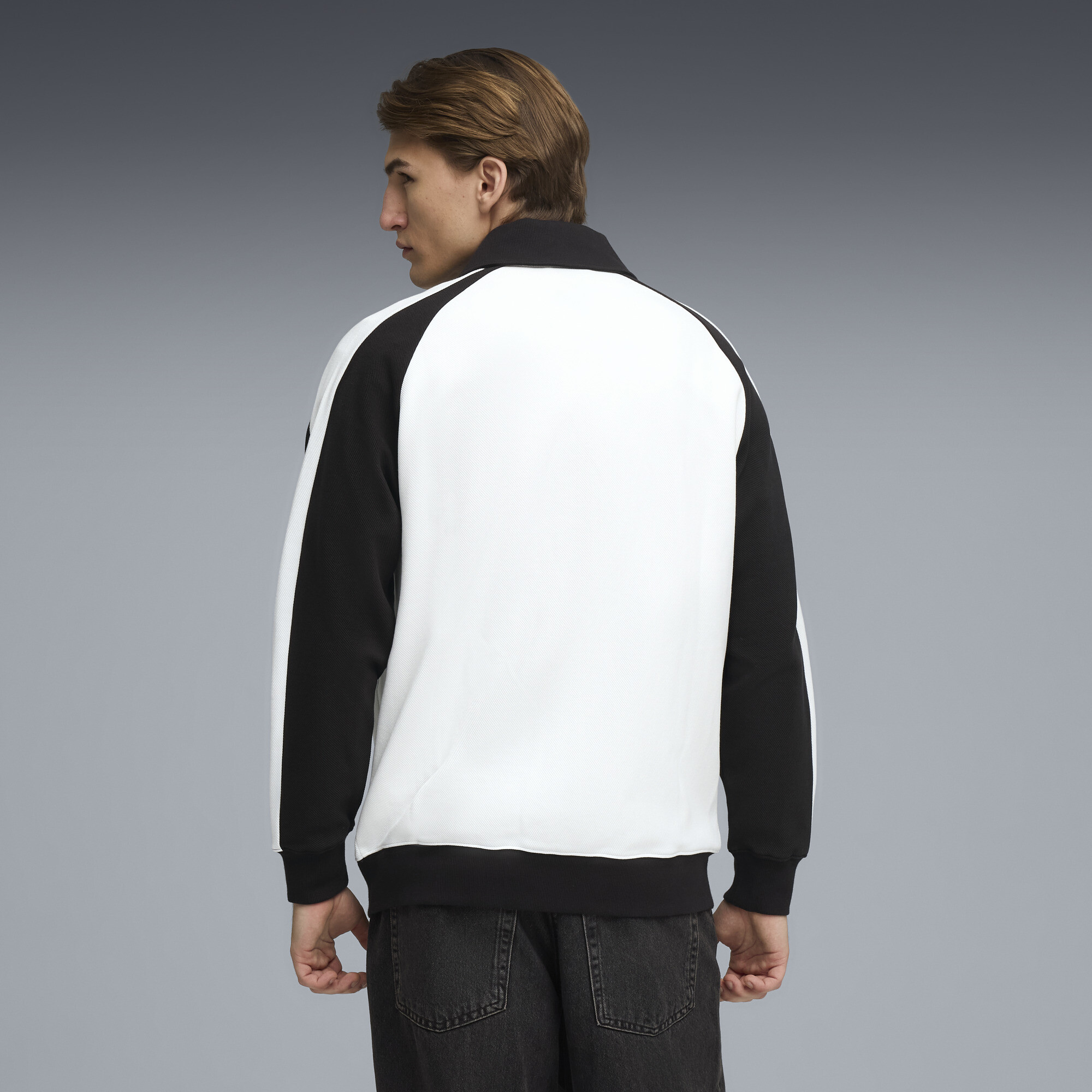 PUMA T7 Relaxed Wing Collar uniseks trainingsjack, Zwart/Wit, Maat XS thumbnail 5