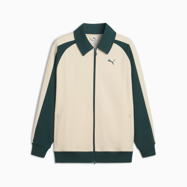 T7 Relaxed Wing Collar Track Jacket Unisex, Alpine Snow-Green Terrain, large-ZAF