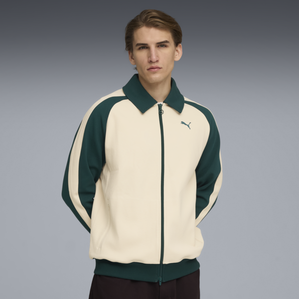 T7 Relaxed Wing Collar Track Jacket Unisex, Alpine Snow-Green Terrain, large-ZAF