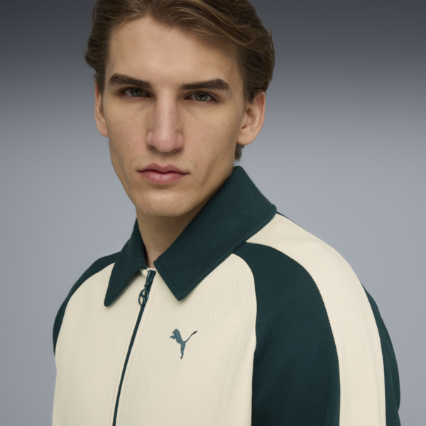T7 Relaxed Wing Collar Track Jacket Unisex, Alpine Snow-Green Terrain, large-ZAF