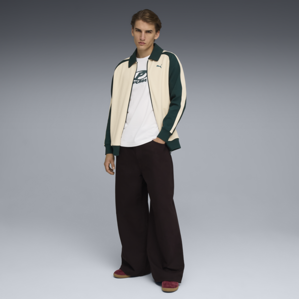 T7 Relaxed Wing Collar Track Jacket Unisex, Alpine Snow-Green Terrain, large-ZAF