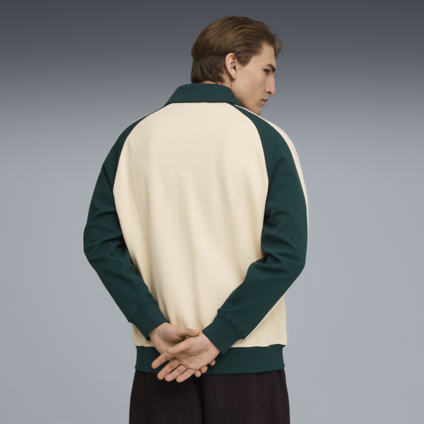 T7 Relaxed Wing Collar Track Jacket Unisex, Alpine Snow-Green Terrain, large-ZAF