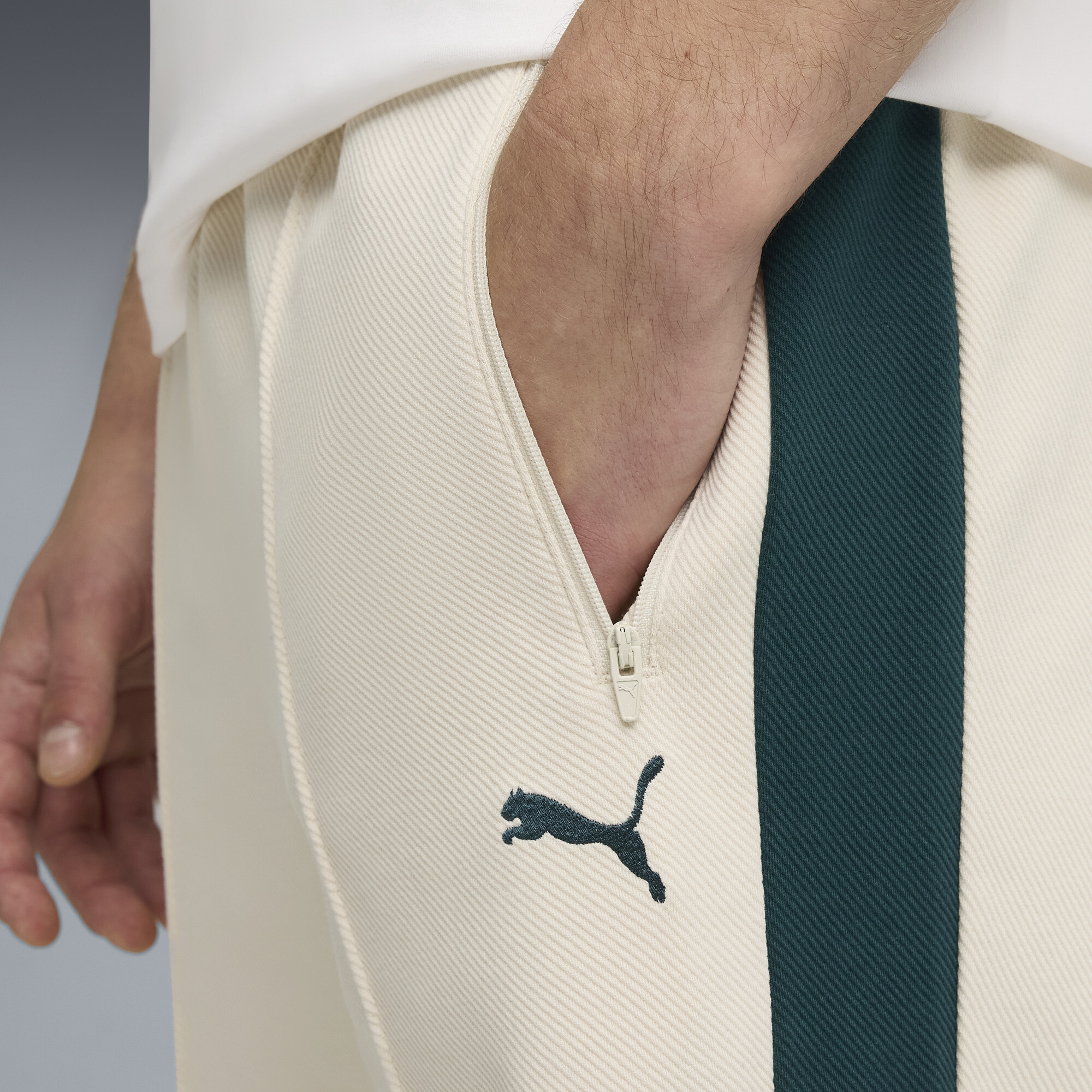 PUMA T7 Relaxed Jacquard uniseks trainingsbroek, Groen, Maat S thumbnail 7