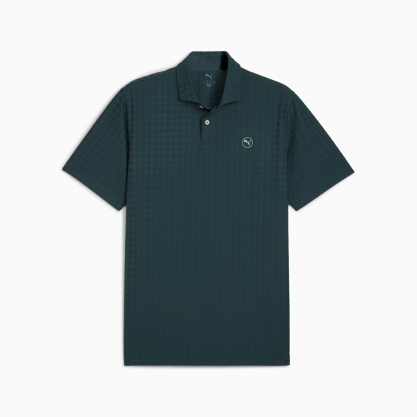 MATTR Houndstooth Golf Polo Men, Green Terrain, large-ZAF