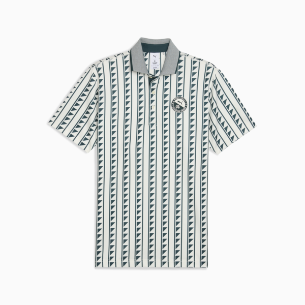 PUMA x REIGNING CHAMP MATTR Golf Polo Men, Warm White-Green Terrain, large-ZAF