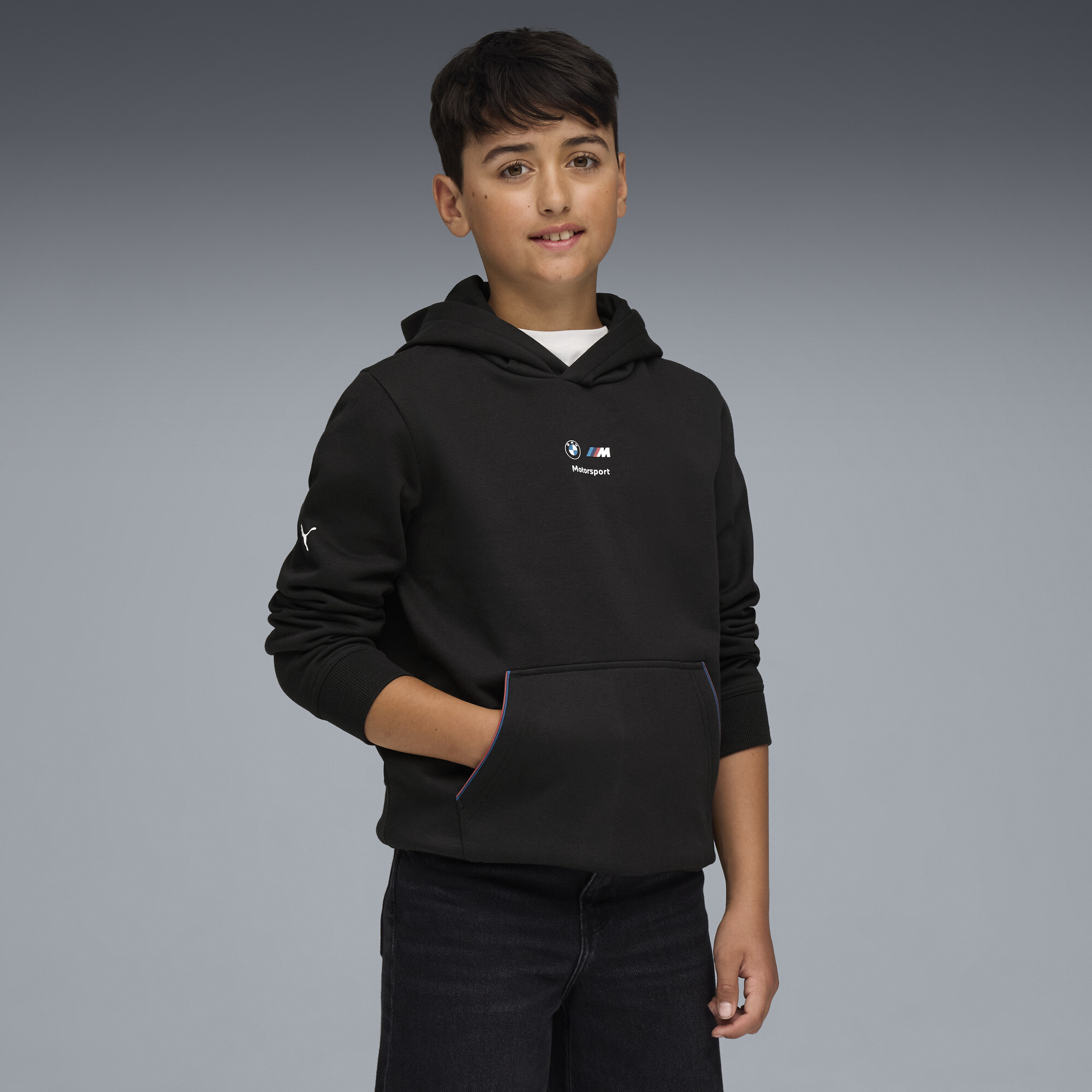 PUMA BMW M Motorsport Kids Essentials hoodie, Zwart, Maat 7-8Y thumbnail 4