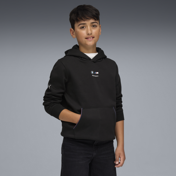 BMW M Motorsport Kids Essentials Hoodie Youth, PUMA Black, large-ZAF