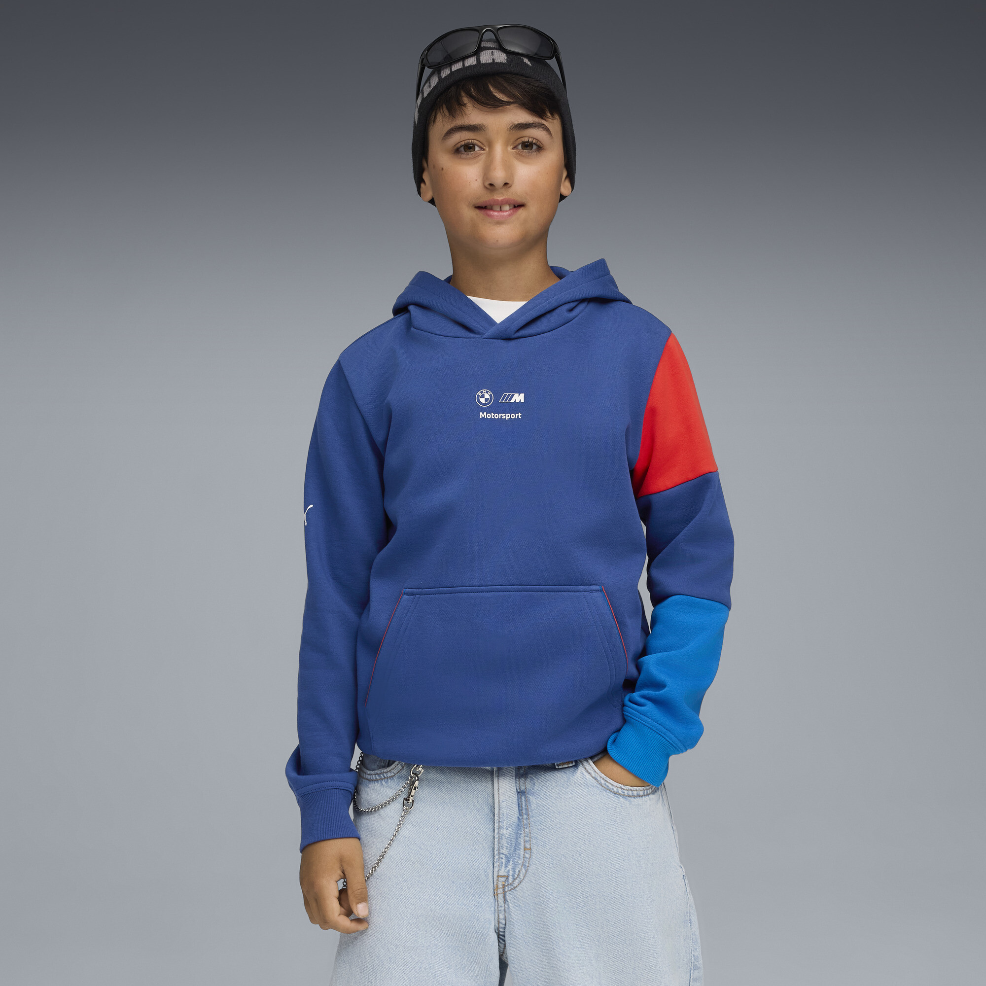 PUMA BMW M Motorsport Kids Essentials hoodie, Blauw, Maat 13-14Y thumbnail 4
