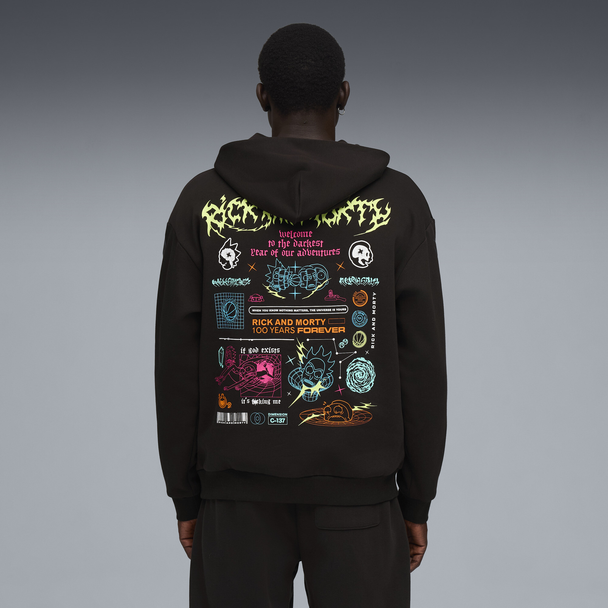 PUMA x RICK AND MORTY hoodie voor Heren, Zwart, Maat 4XL thumbnail 3