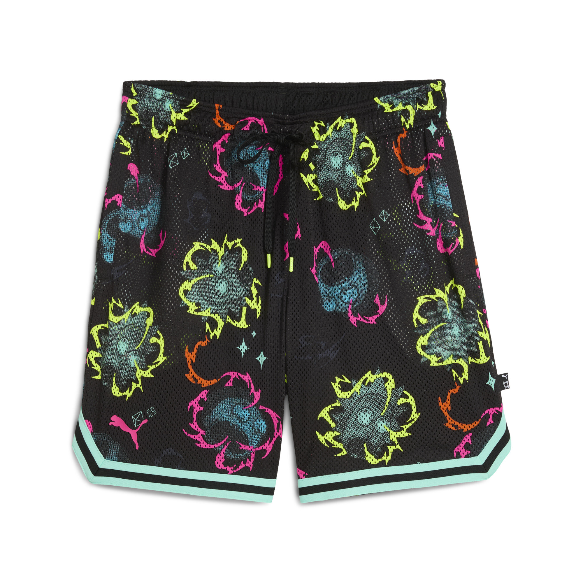 PUMA x RICK AND MORTY uniseks short met all-over print, Zwart, Maat 3XL