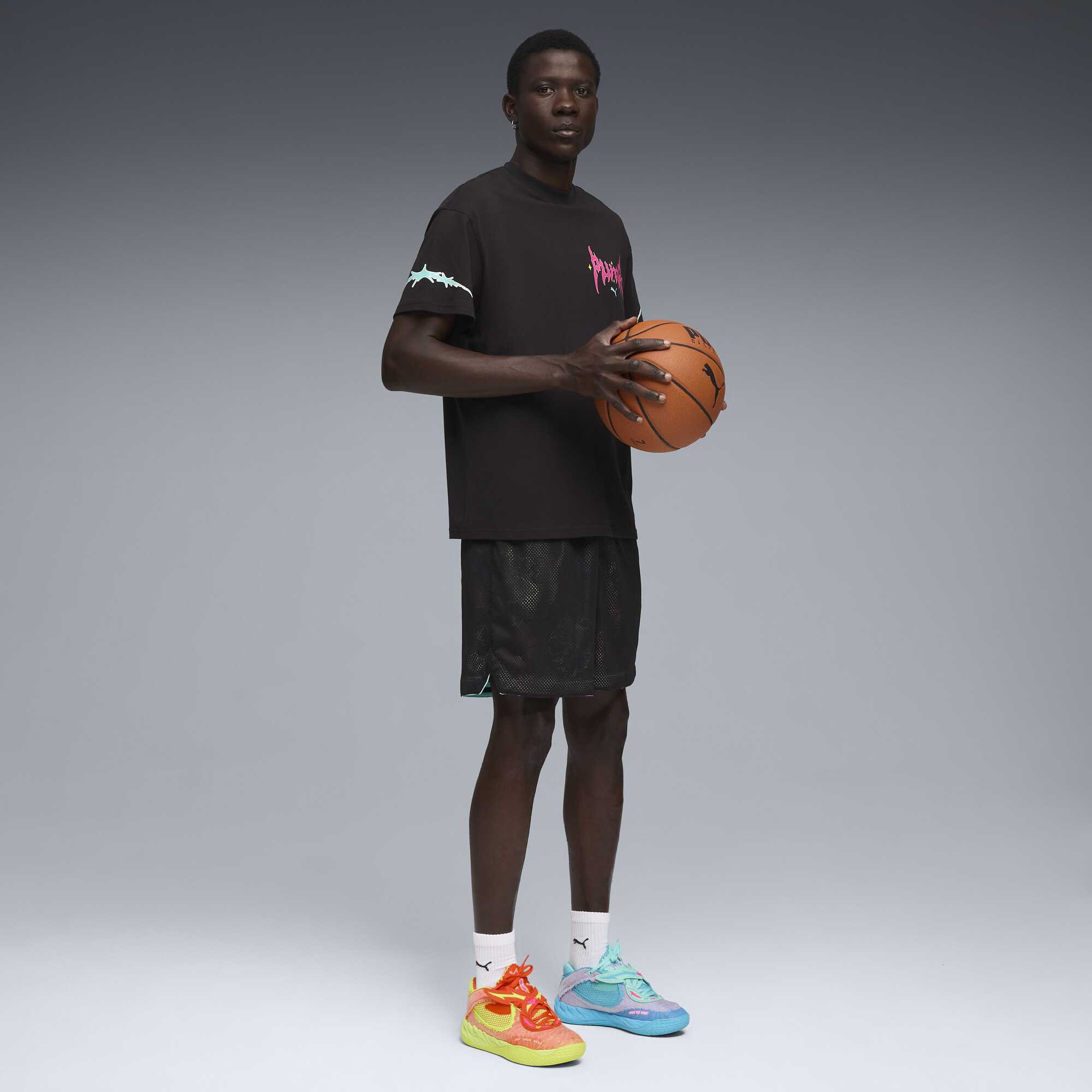 PUMA x RICK AND MORTY uniseks short met all-over print, Zwart, Maat 3XL thumbnail 4