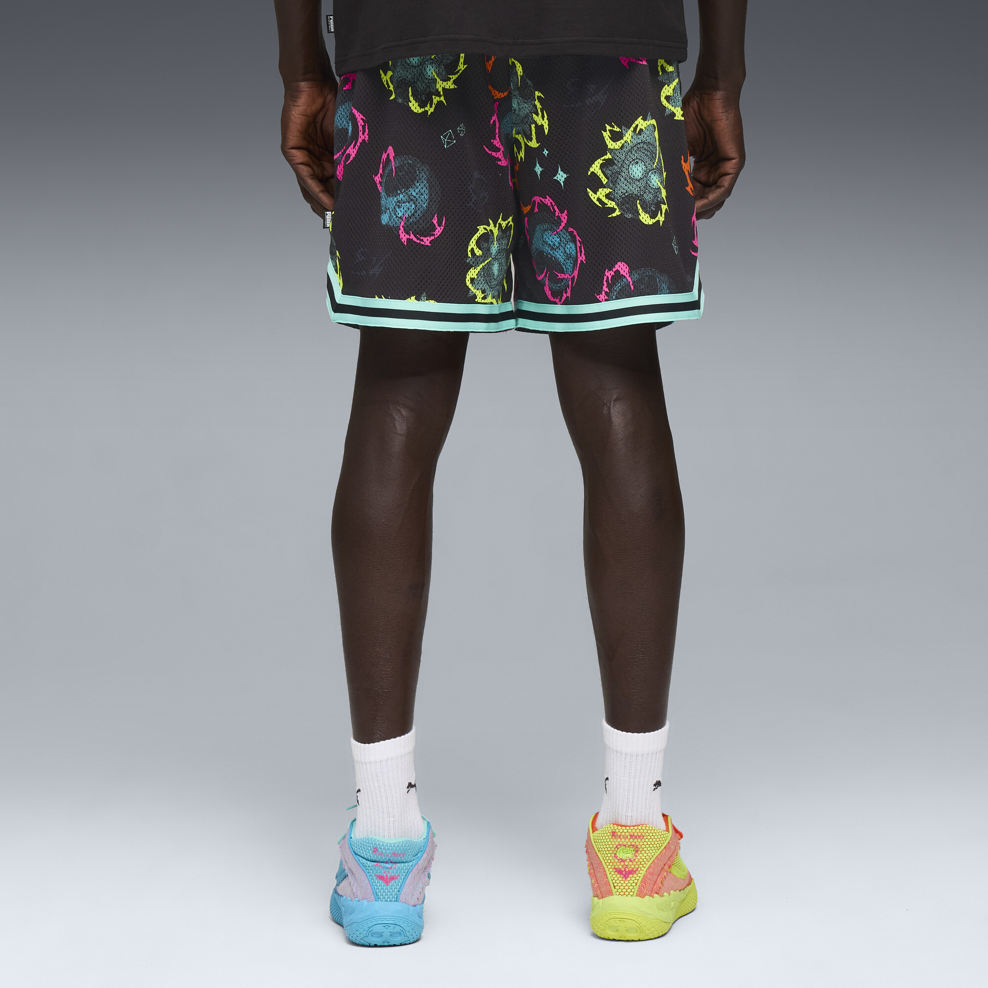 PUMA x RICK AND MORTY uniseks short met all-over print, Zwart, Maat 3XL thumbnail 3