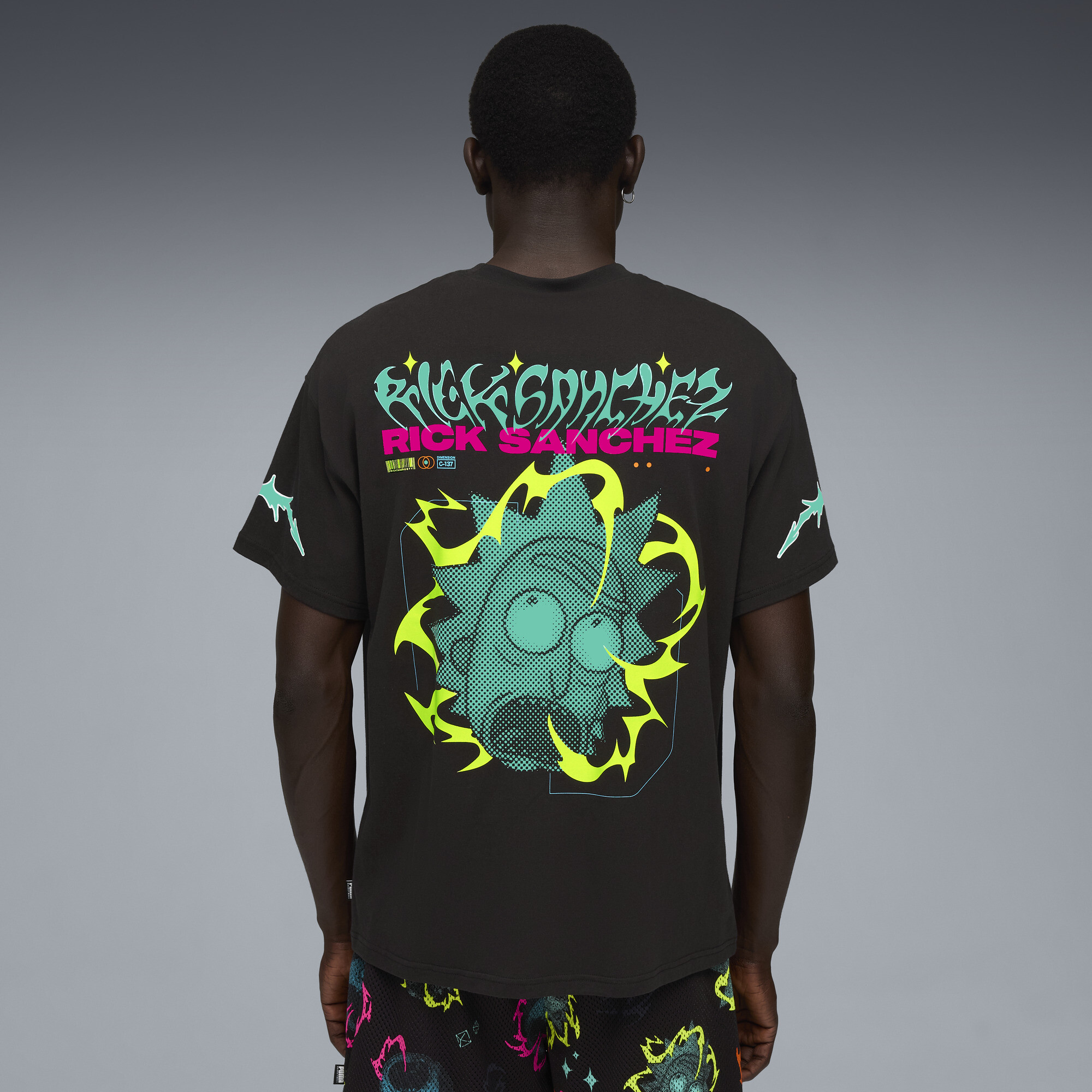 PUMA x RICK AND MORTY basketbal-T-shirt I voor Heren, Zwart, Maat 3XL thumbnail 5