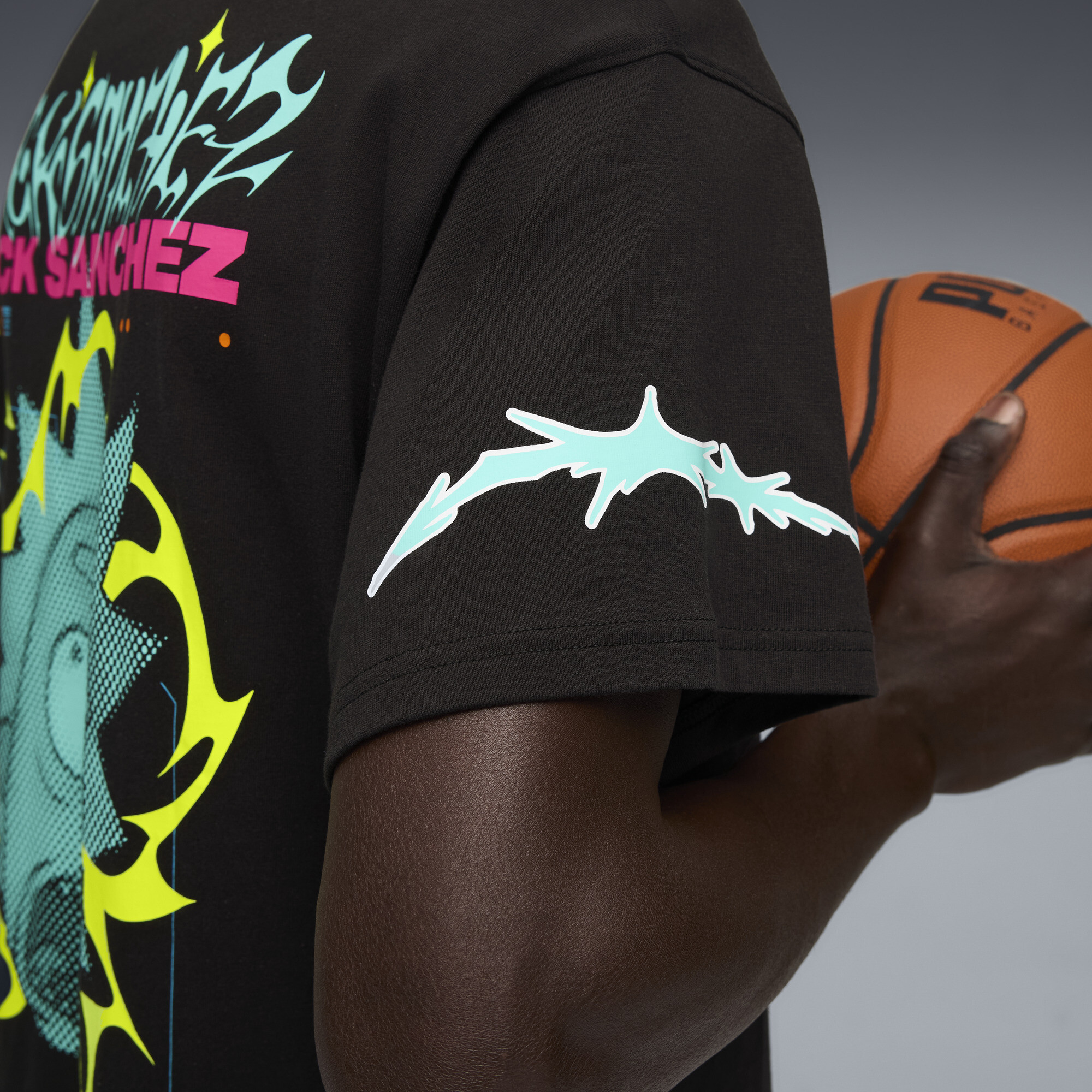 PUMA x RICK AND MORTY basketbal-T-shirt I voor Heren, Zwart, Maat 3XL thumbnail 4