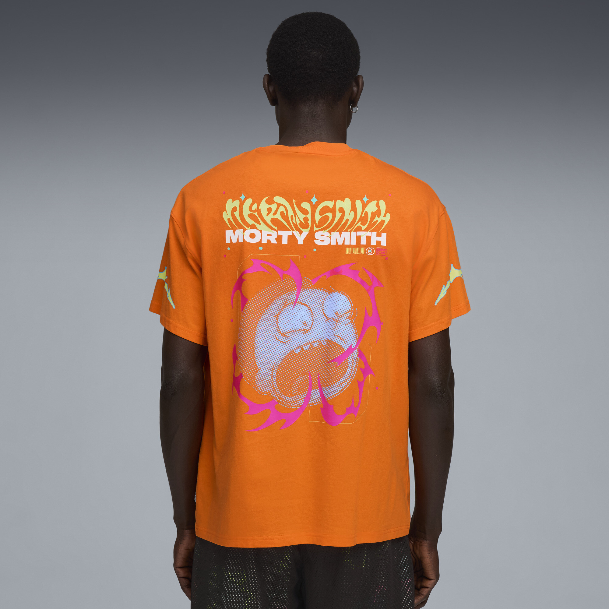 PUMA x RICK AND MORTY basketbal-T-shirt II voor Heren, Oranje, Maat 4XL thumbnail 5