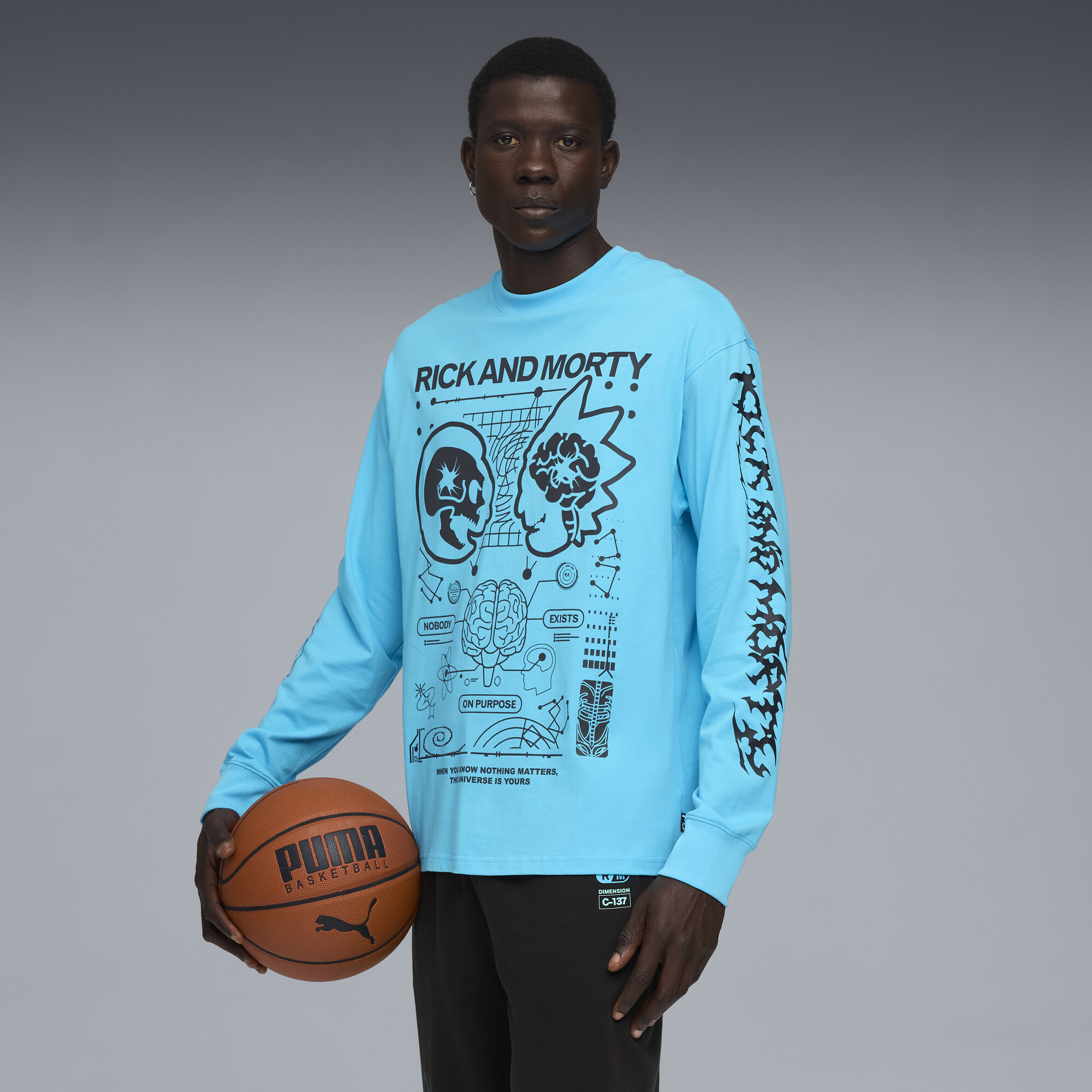 ミュージシャン LONG SLEEVE TEE Лонгслив PUMA HOOPS x RICK AND MORTY Long Sleeve Basketball Tee