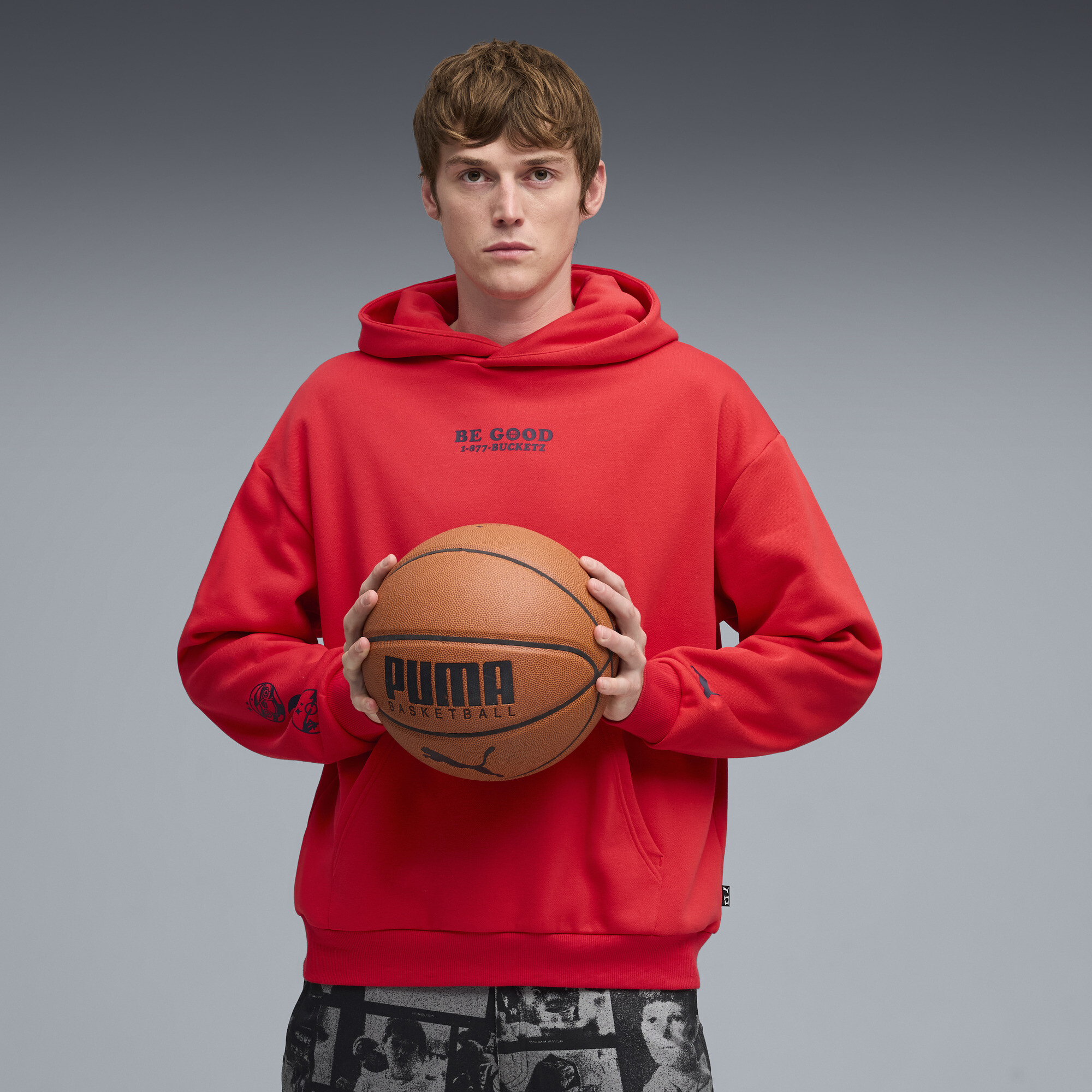 Mens PUMA Hoops X E.T. Hoodie - - For All Time Red / Multi