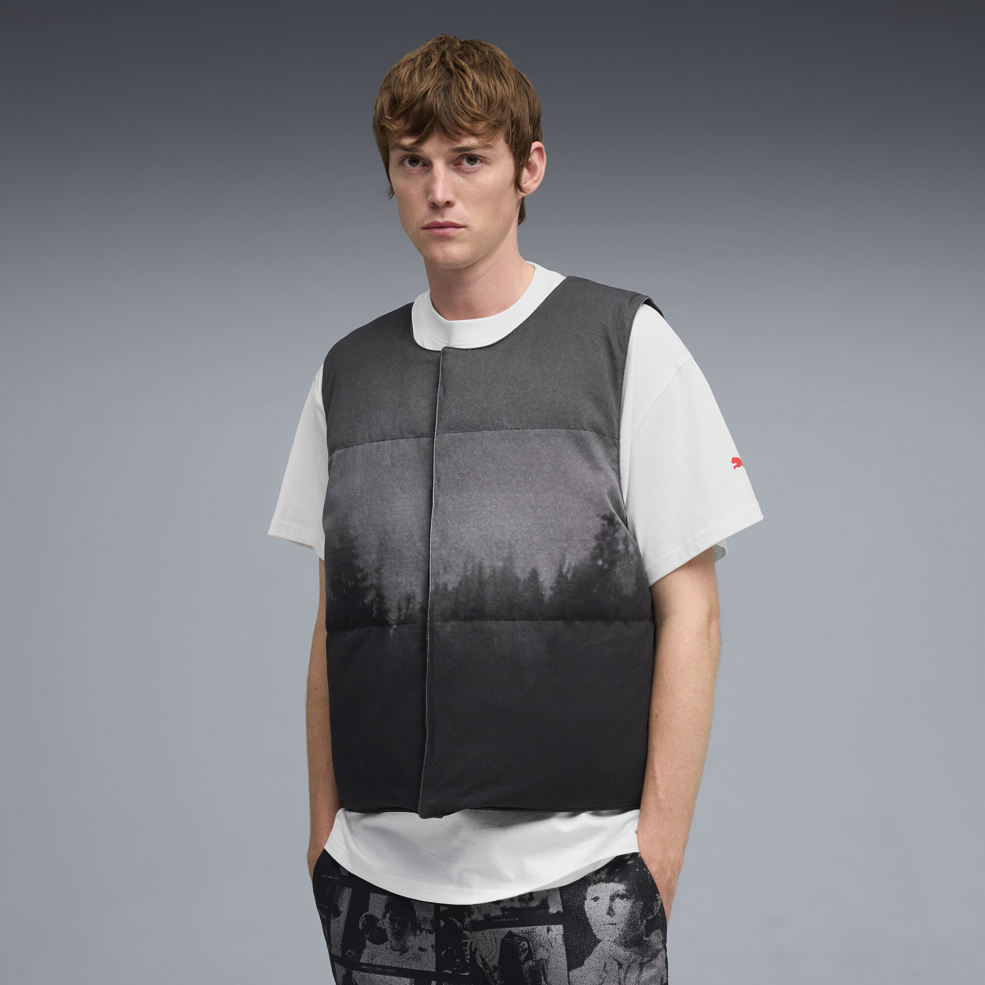 PUMA Hoops x E.T. Men's Reversible Puffer Vest in Black, Size M
