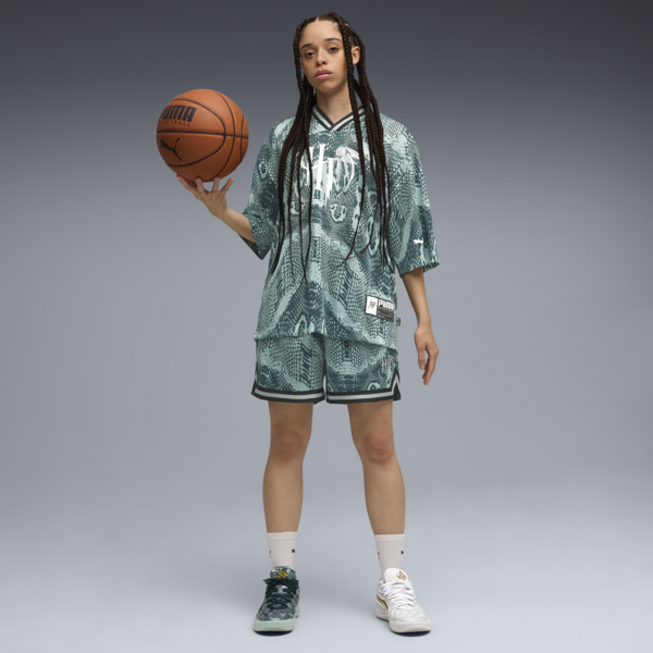 PUMA HOOPS x HARRY POTTER™ Jersey Women, Green Terrain-AOP, large-MEX