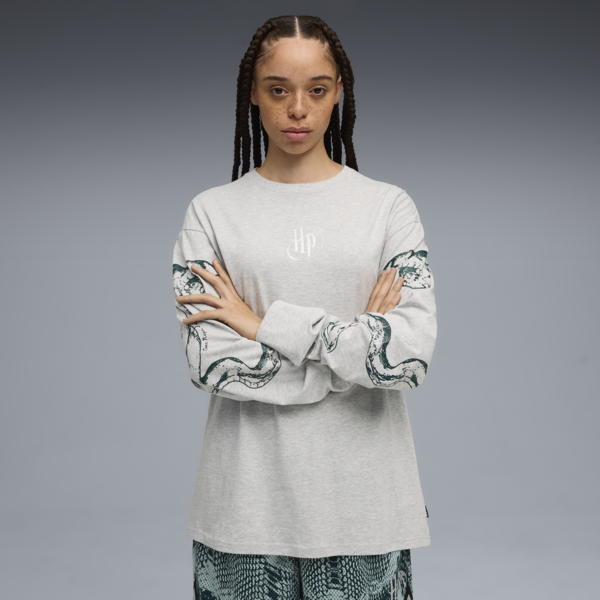 PUMA HOOPS x HARRY POTTER™ Longsleeve Tee Women, Light Gray Heather, large-MEX