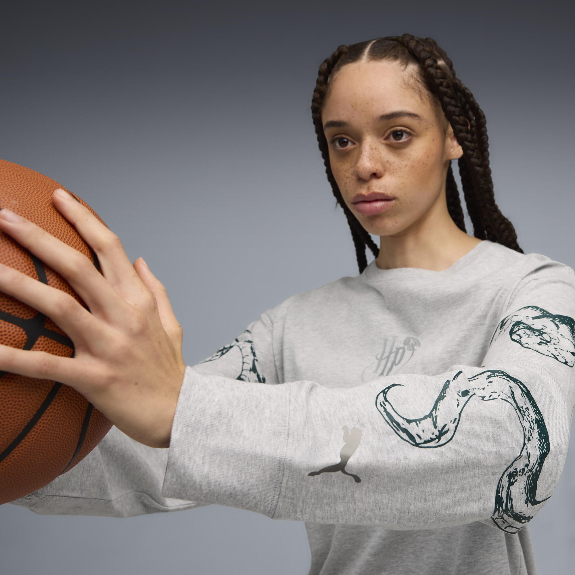 PUMA HOOPS x HARRY POTTERâ¢ T-shirt met lange mouwen voor Dames, Grijs, Maat XS thumbnail 7