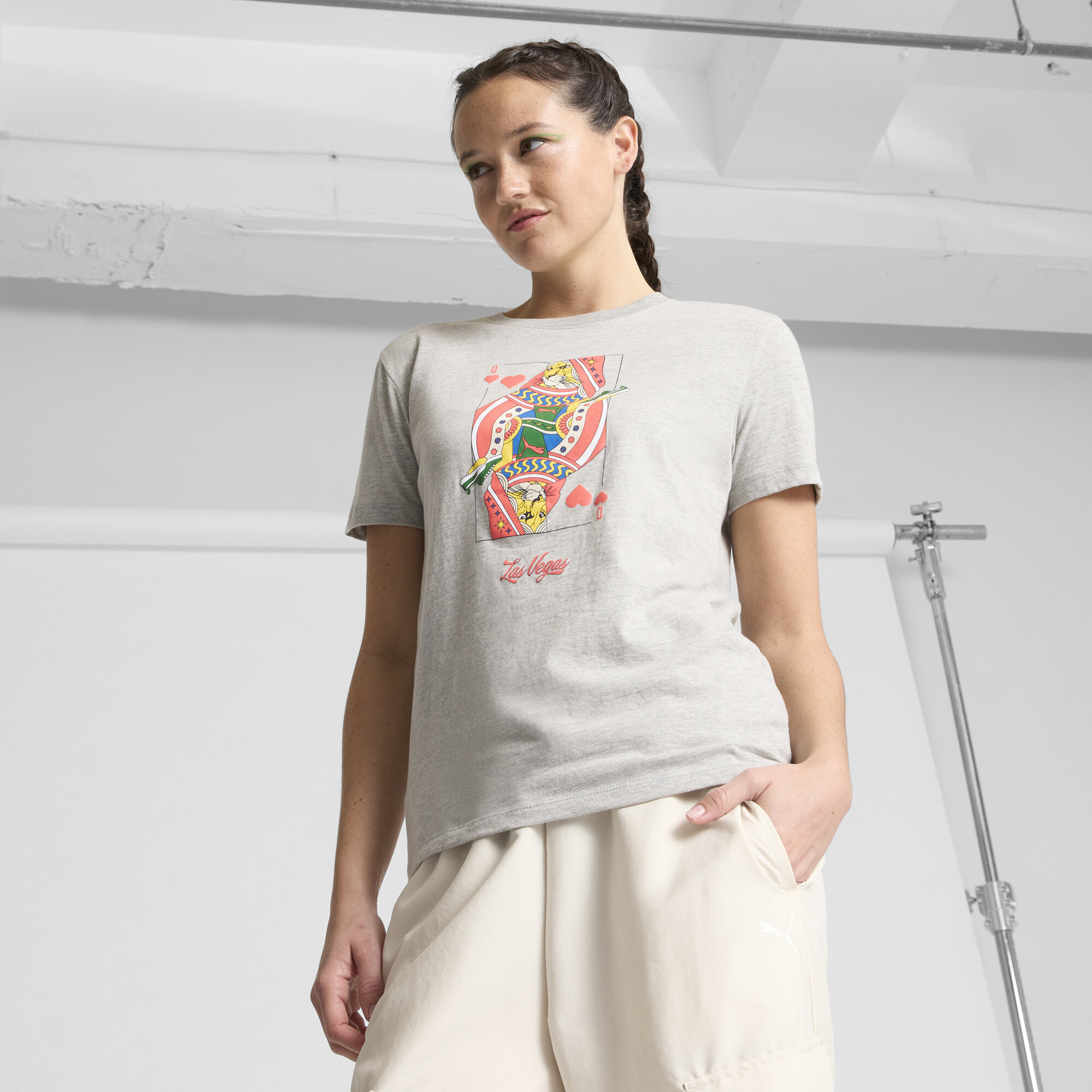 Puma Graphics Lv Card Women's T-shirt In Gray