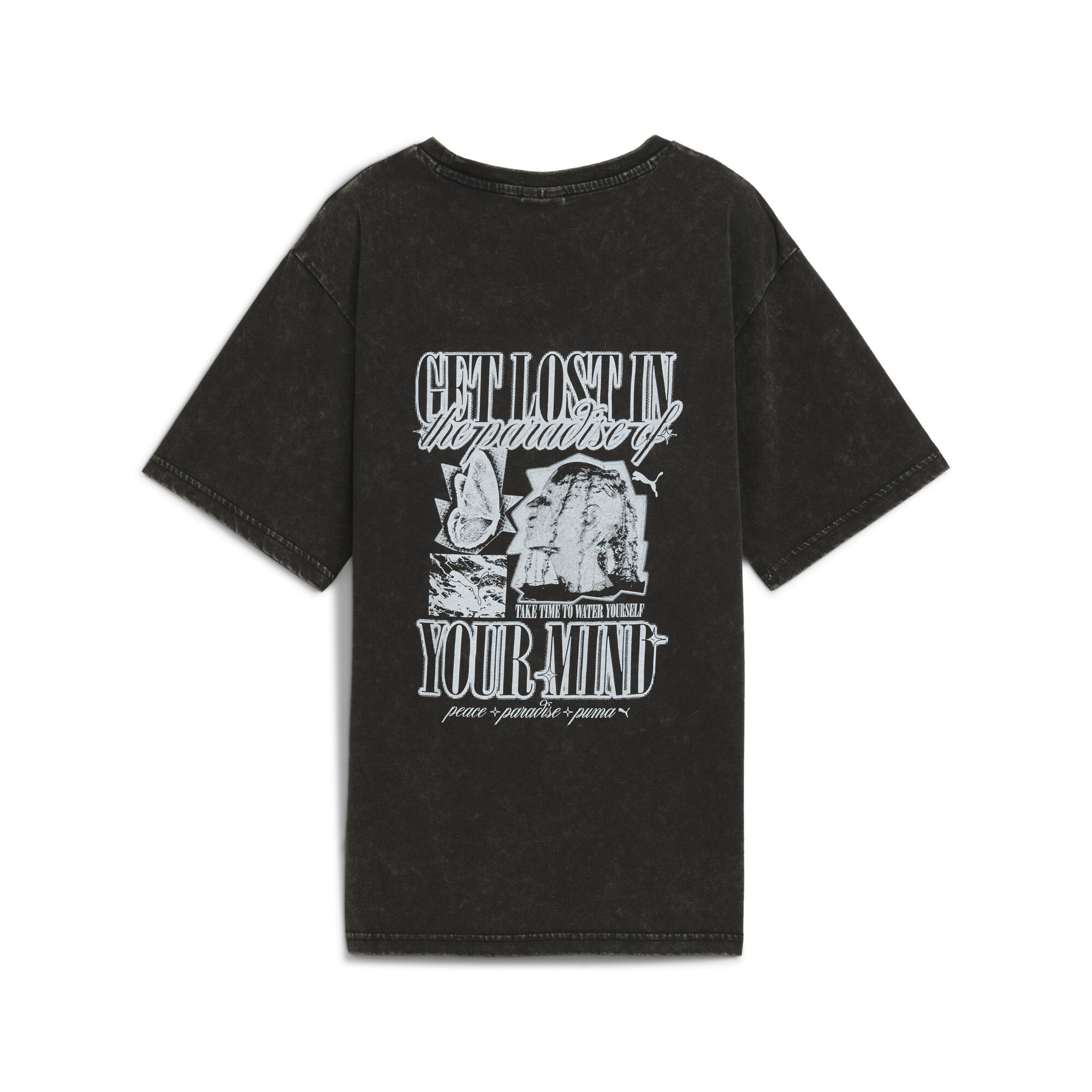 PUMA Graphic Paradise Mindset verwassen relaxed T-shirt voor Dames, Zwart, Maat XS thumbnail 2