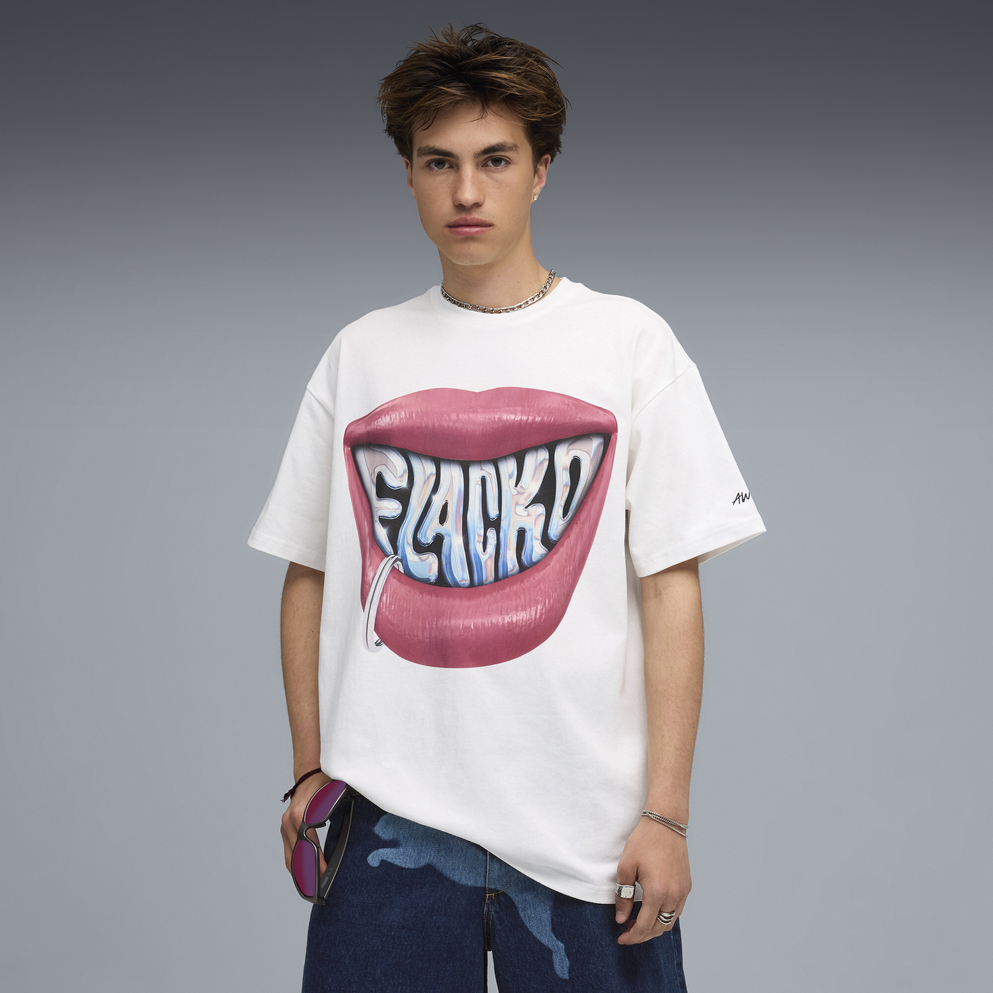 A$AP ROCKY x Puma Flacko Smile T-Shirt Herren | Mit Print | White | Größe: S
