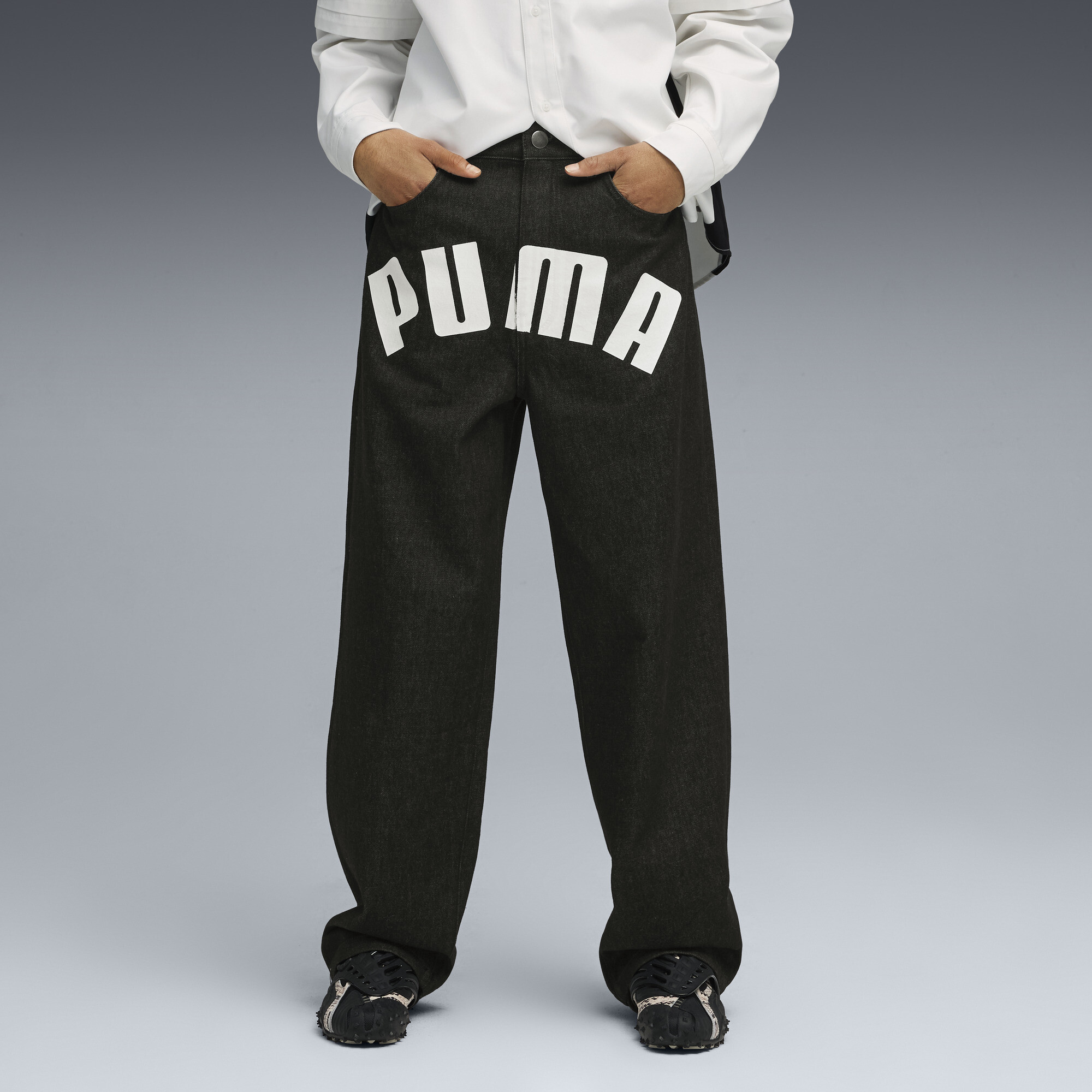 Puma X Asap Rocky Printed Denim Jeans In Black