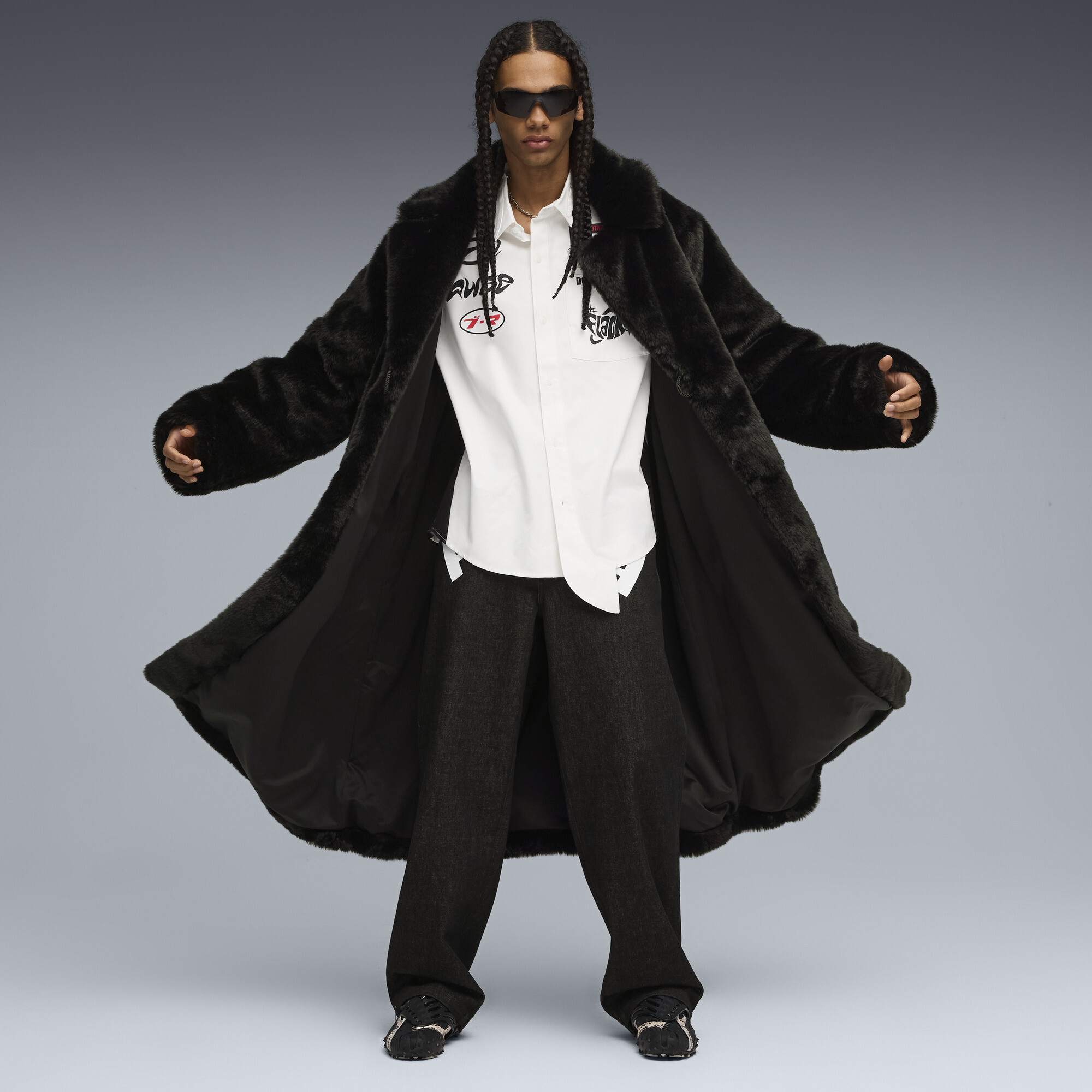 Puma $ap Rocky X  Flacko Fur Coat In Black