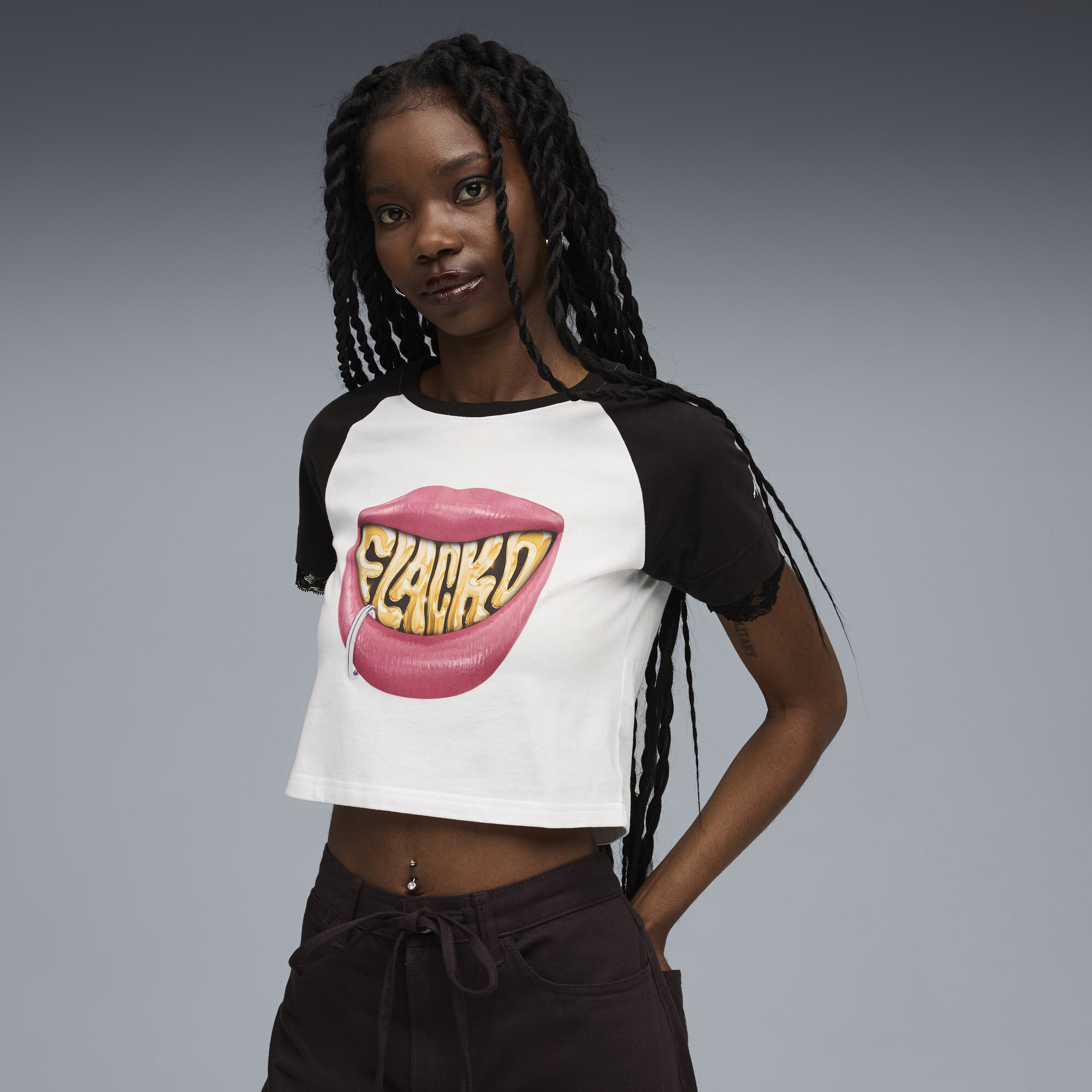 A$AP ROCKY x Puma Flacko Smile Baby T-Shirt Damen | Mit Print | White | Größe: S