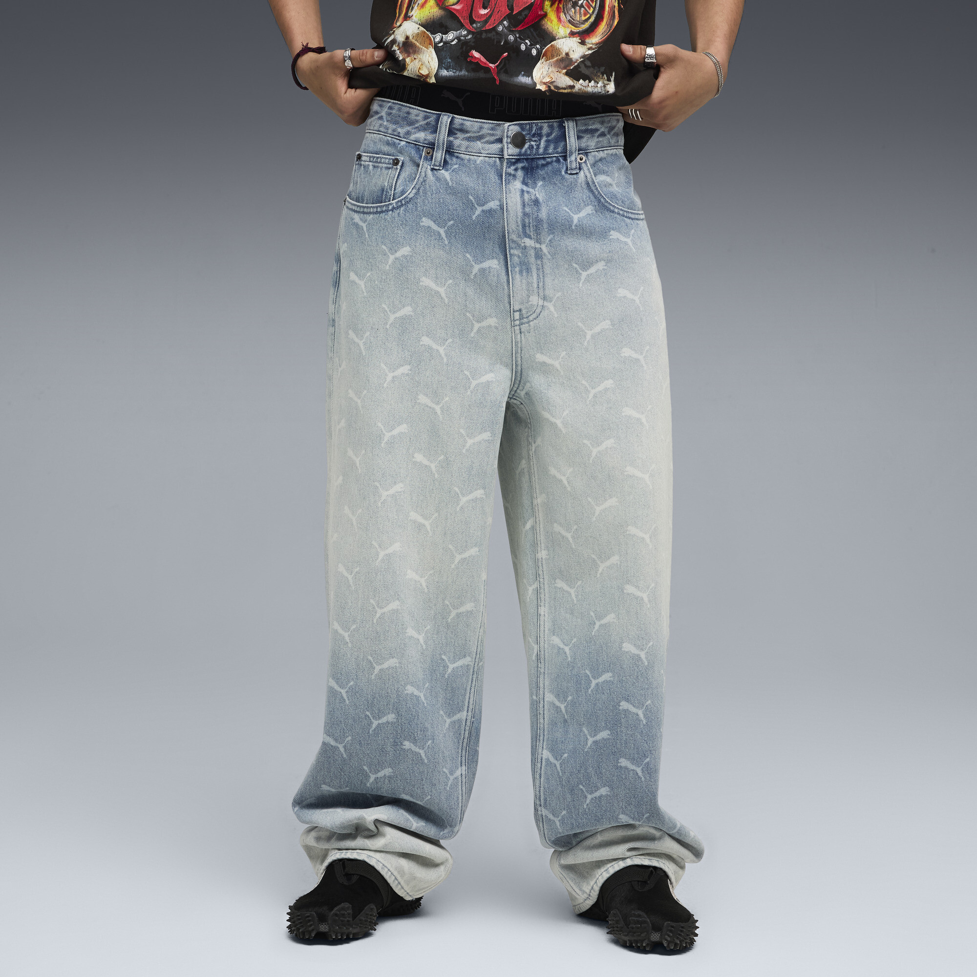 Puma X A$ap Rocky Laser Monogram Baggy Jeans In Blue