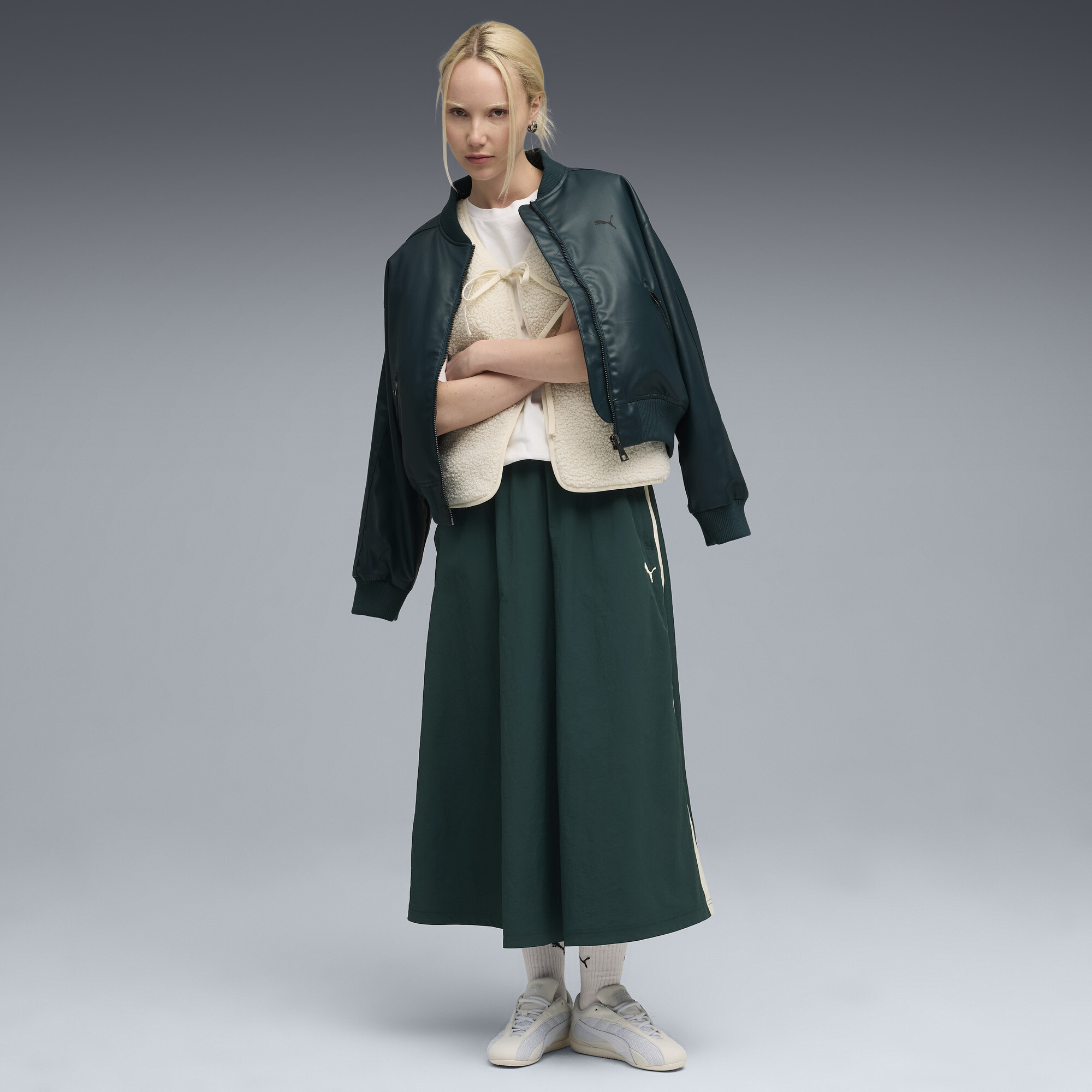 PUMA T7 Woven midirok voor Dames, Groen, Maat M thumbnail 6