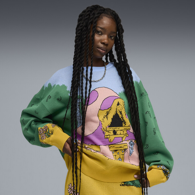 

PUMA X FENTY X SMURFS Knit Crew Oversized Graphic Sweatshirt