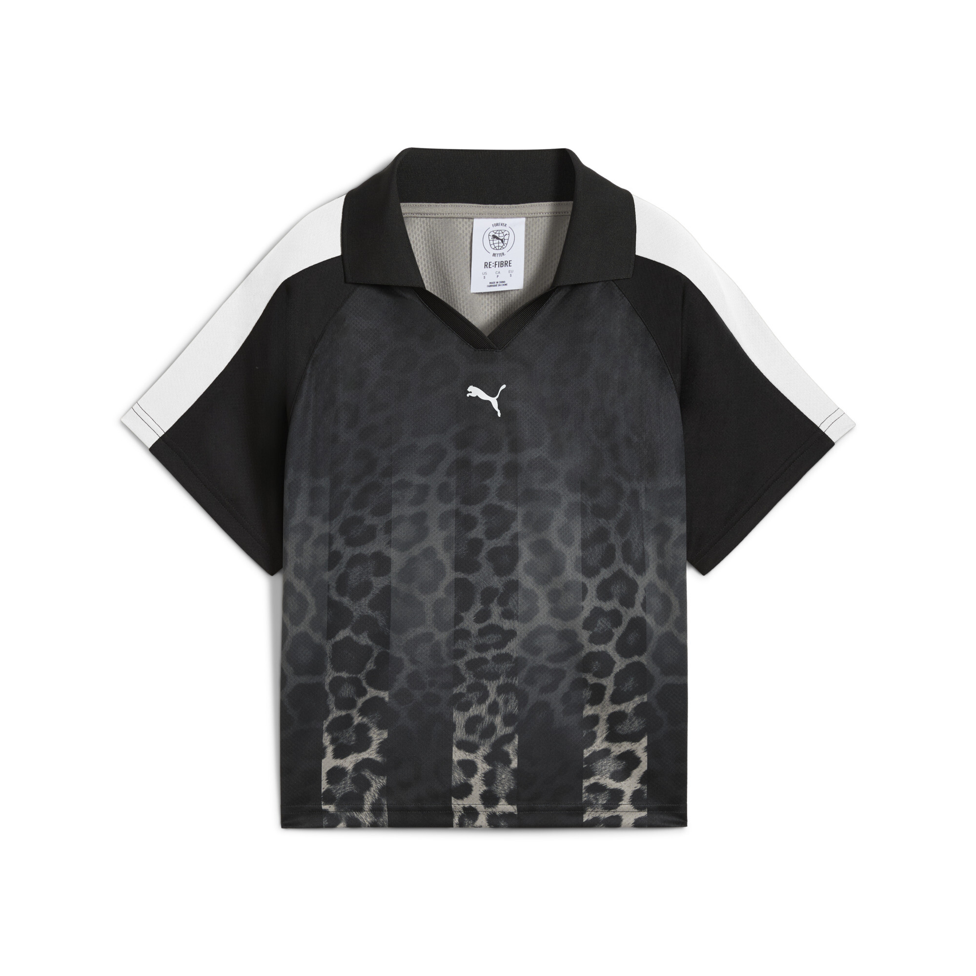 PUMA T7 Leo Luxe relaxed voetbalshirt voor Dames, Zwart, Maat XL thumbnail 3
