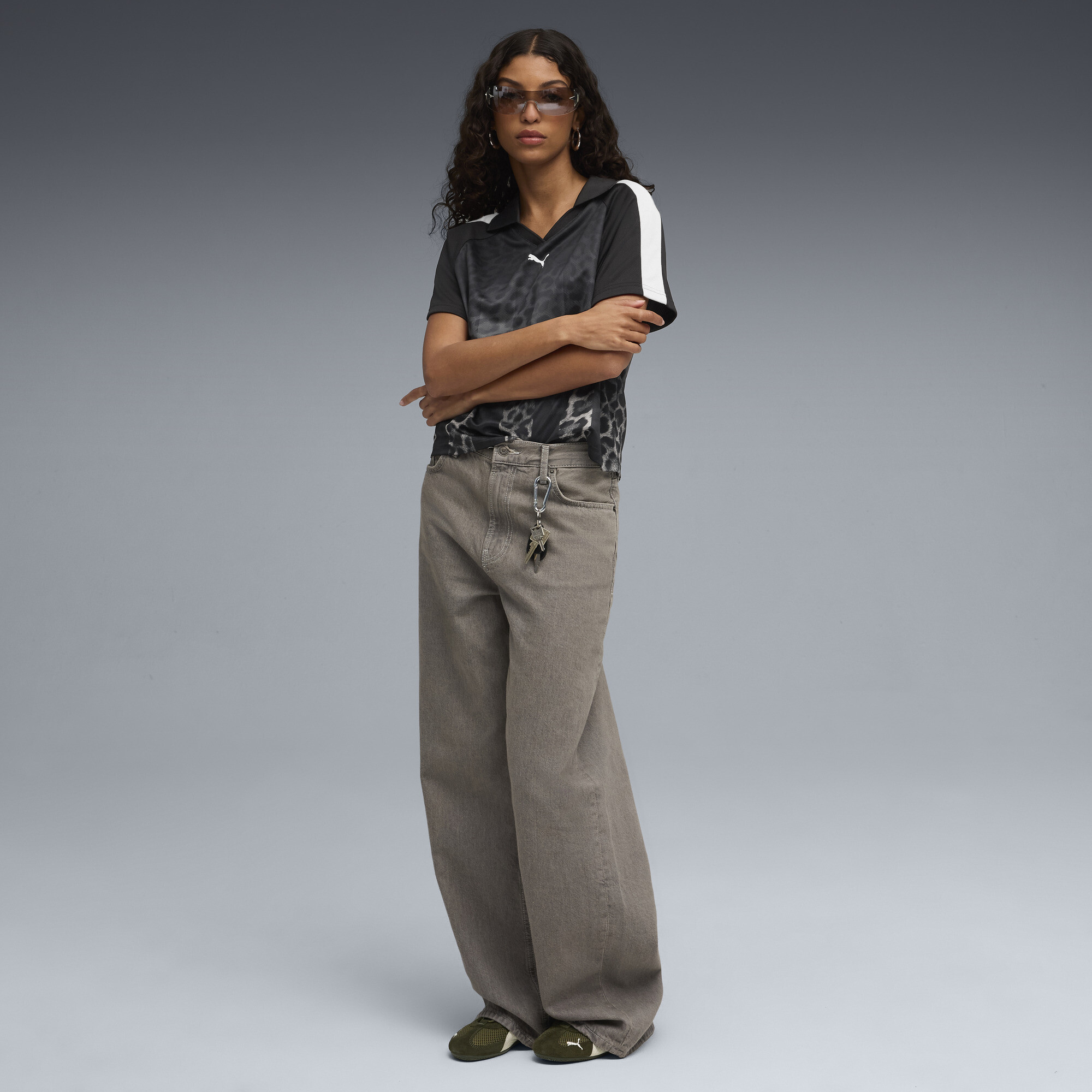 PUMA T7 Leo Luxe relaxed voetbalshirt voor Dames, Zwart, Maat XL thumbnail 4