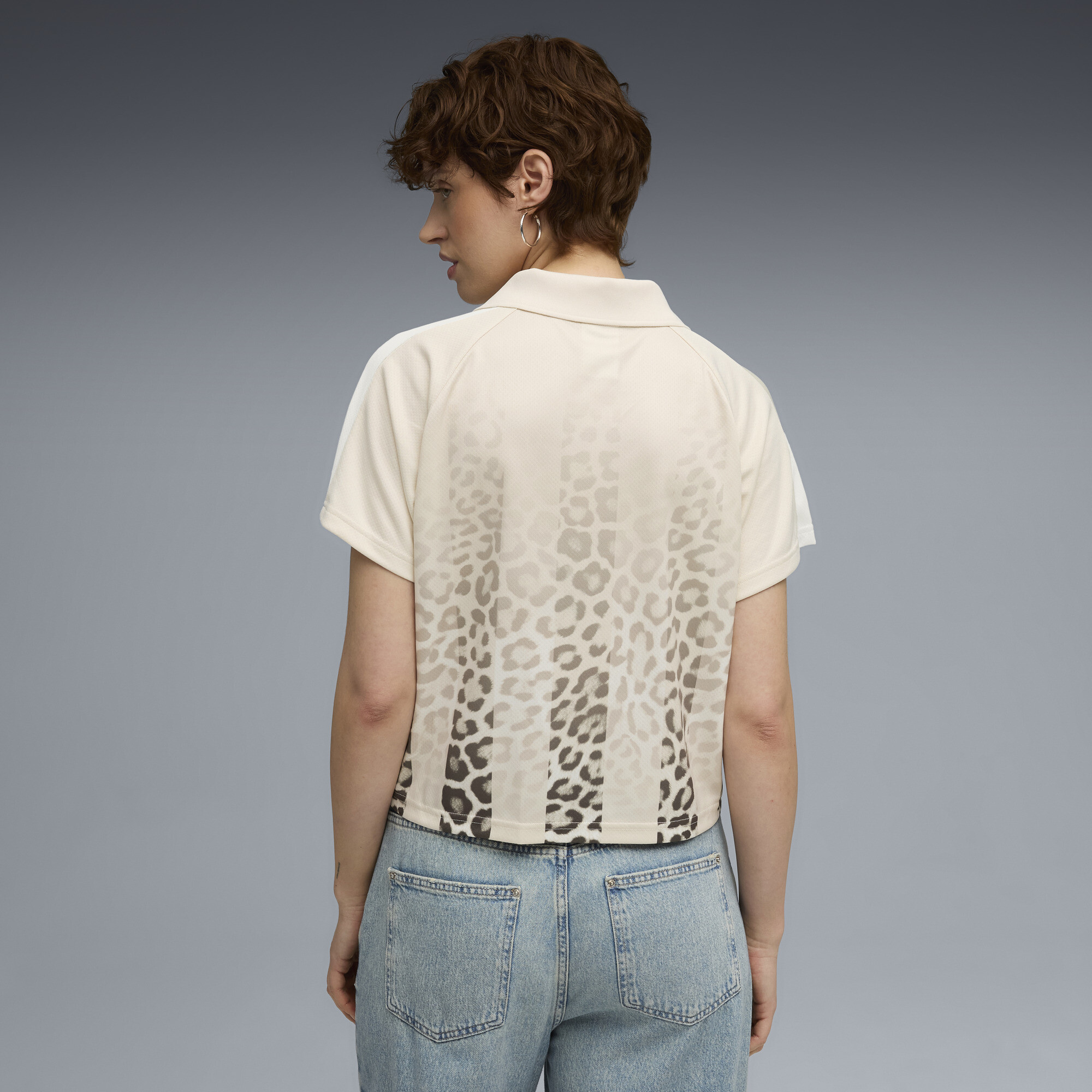 PUMA T7 Leo Luxe relaxed voetbalshirt voor Dames, Grijs, Maat L thumbnail 5