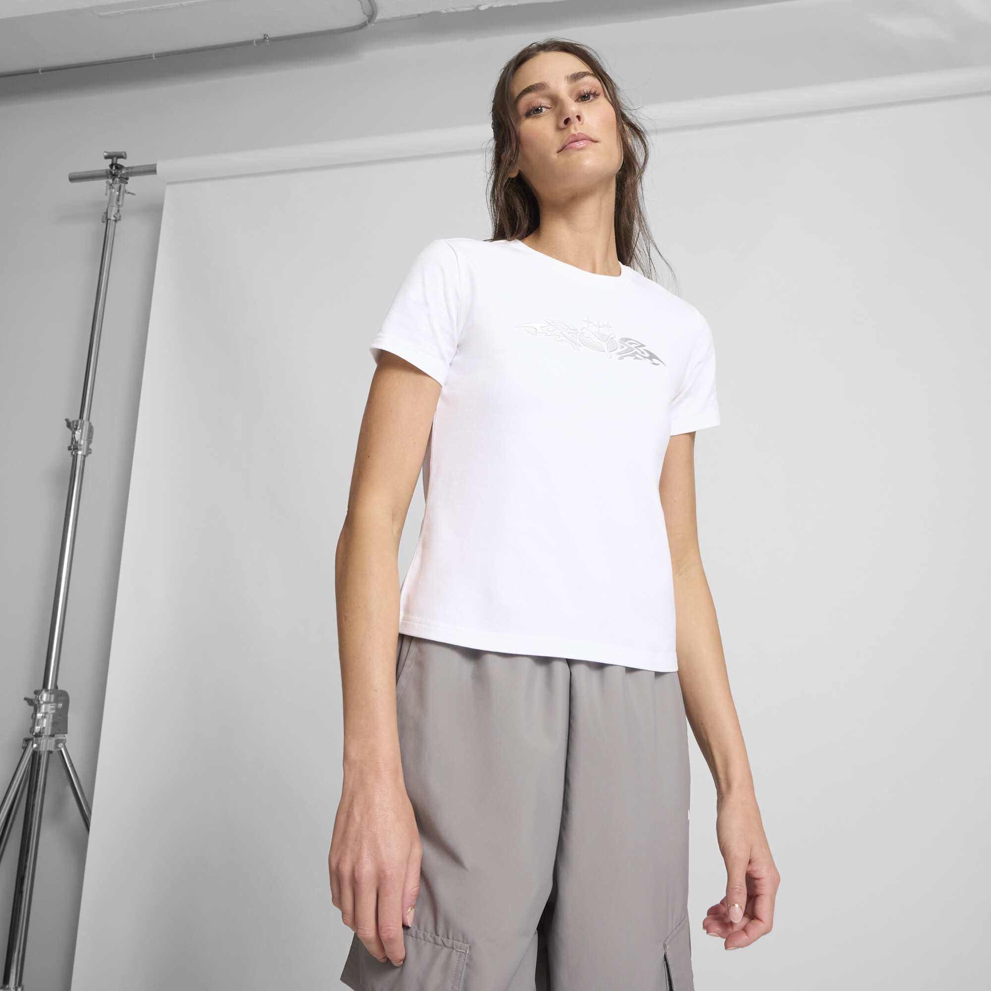 PUMATECH-X Women's Slim T-Shirt in White, Size S