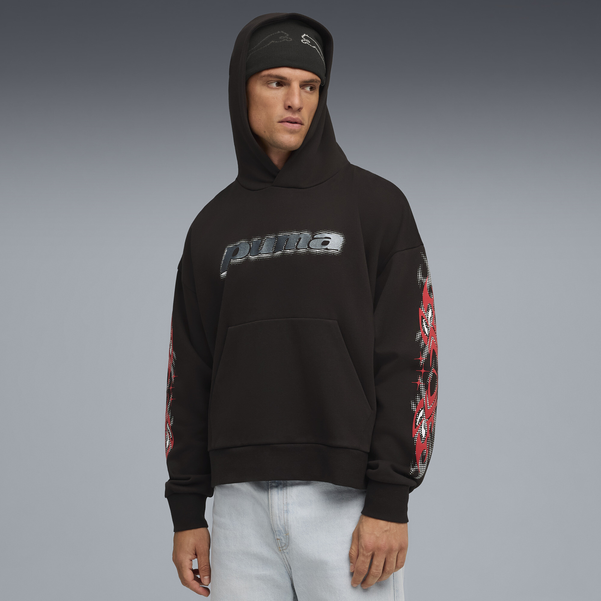 PumaTECH Boxy Fleece Hoodie Herren | Mit Logo Print | Black | Größe: L
