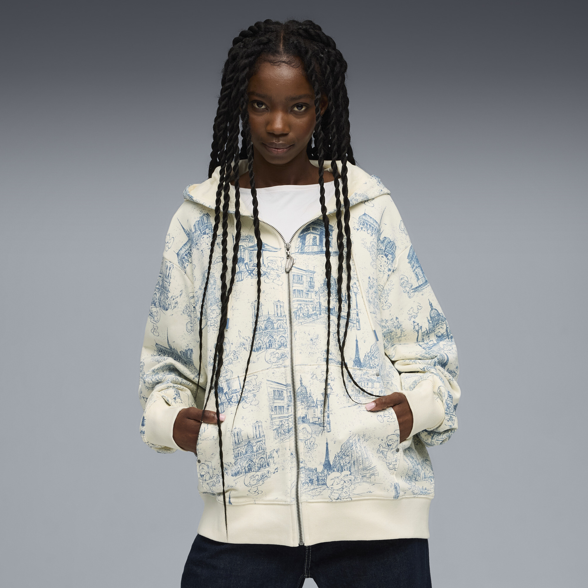 FENTY x Puma x SMURFS Toile Kapuzenjacke Unisex | Mit Other Pattern | Deep Dive/Aop | Größe: L