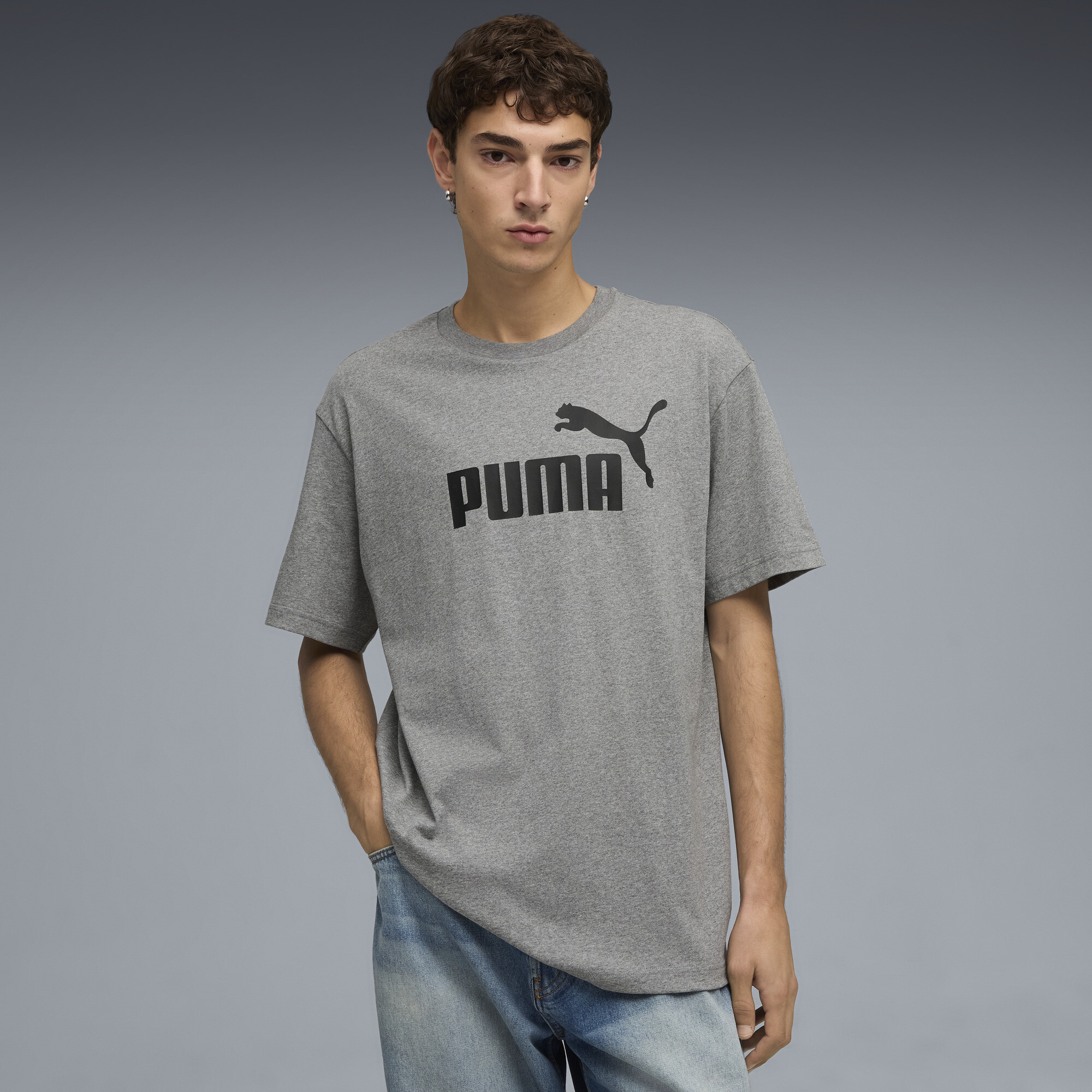 PUMA Wardrobe Essentials Men's T-Shirt in Grey, Size XL