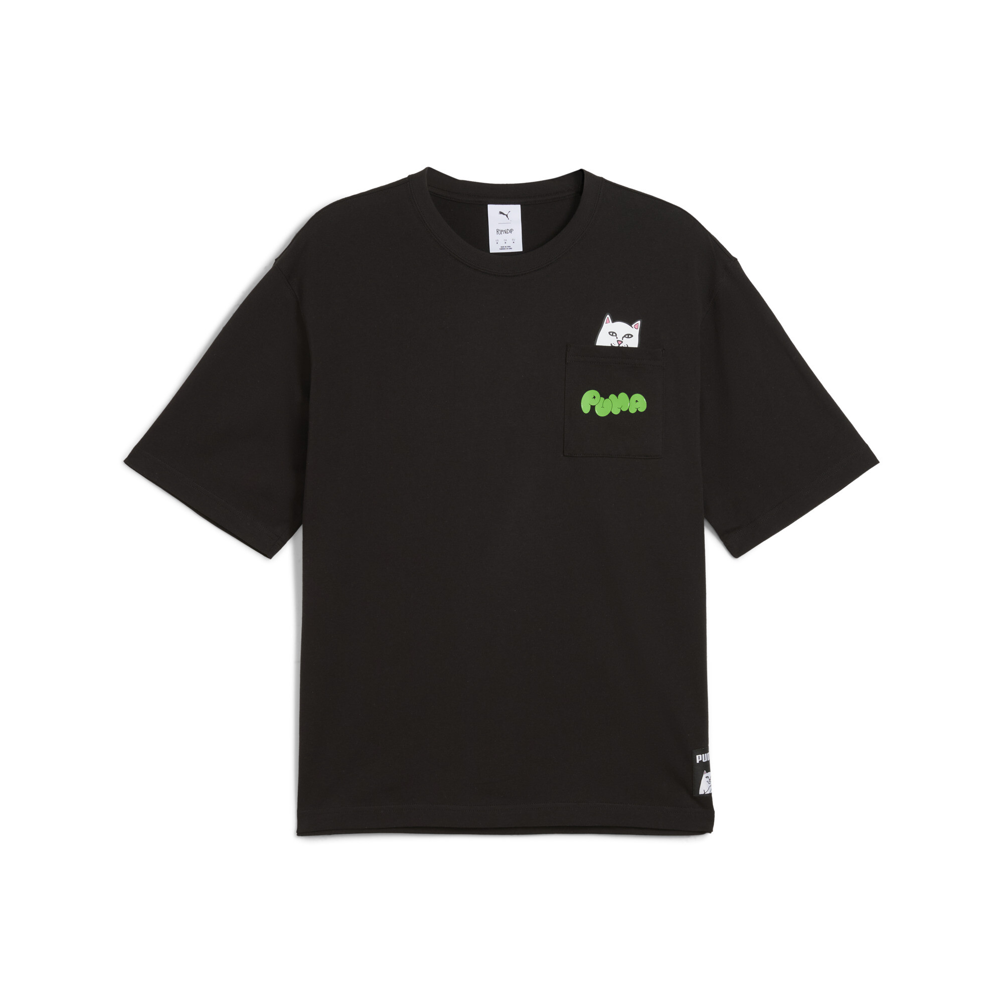 PUMA x RIPNDIP T-shirt met zakje uniseks voor Heren, Zwart, Maat XS thumbnail 3