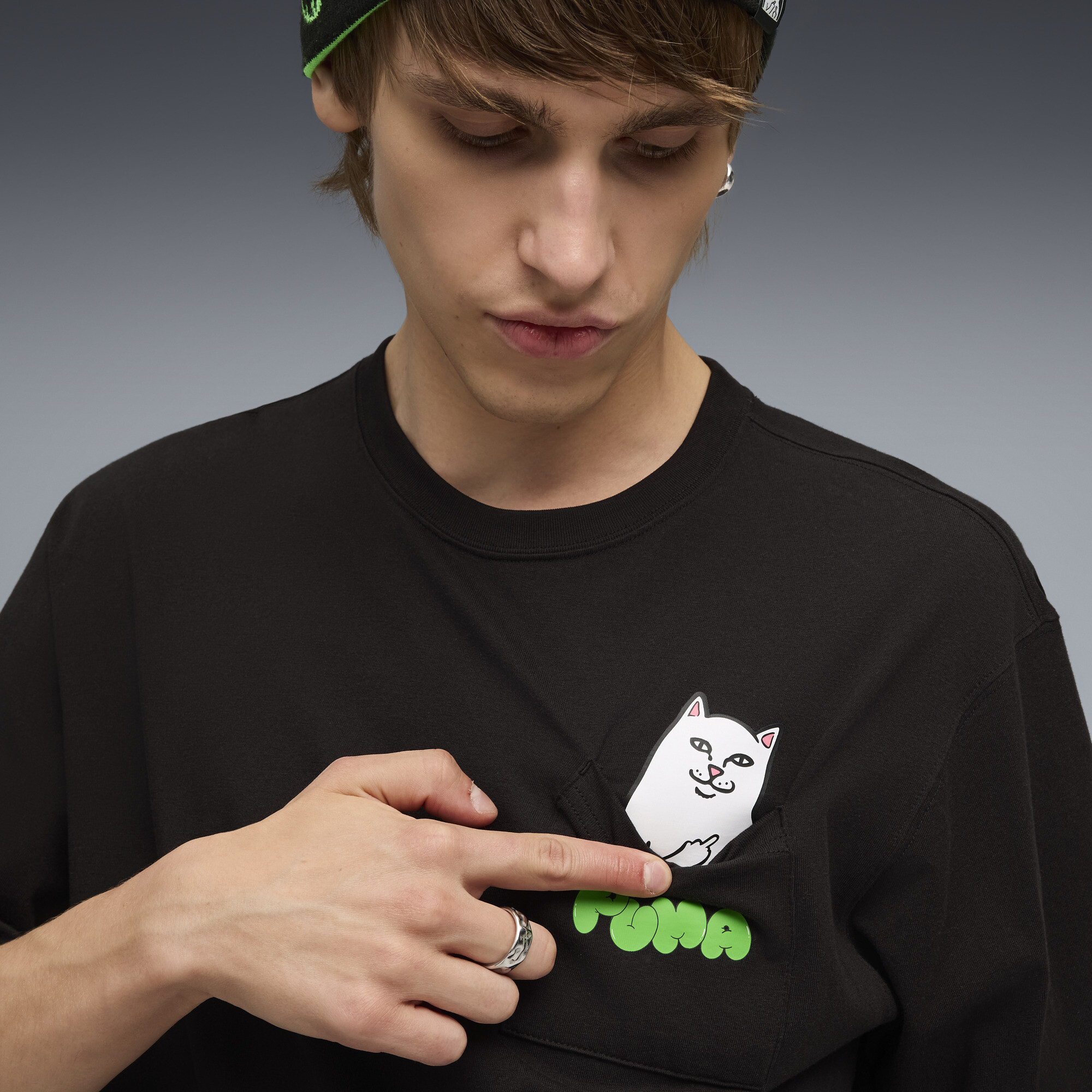 PUMA x RIPNDIP T-shirt met zakje uniseks voor Heren, Zwart, Maat XS thumbnail 7